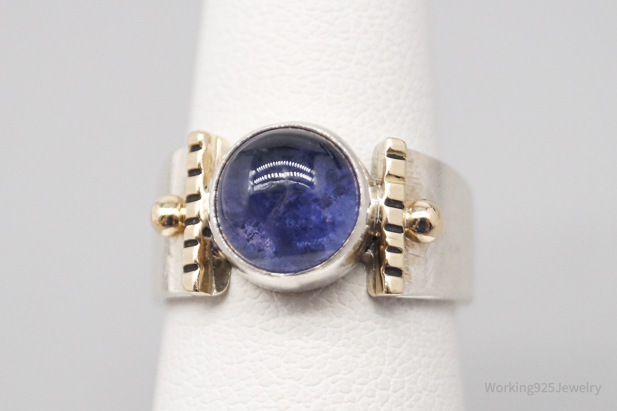 Vintage Tanzanite 14K Yellow Gold Sterling Silver Ring - Size 5