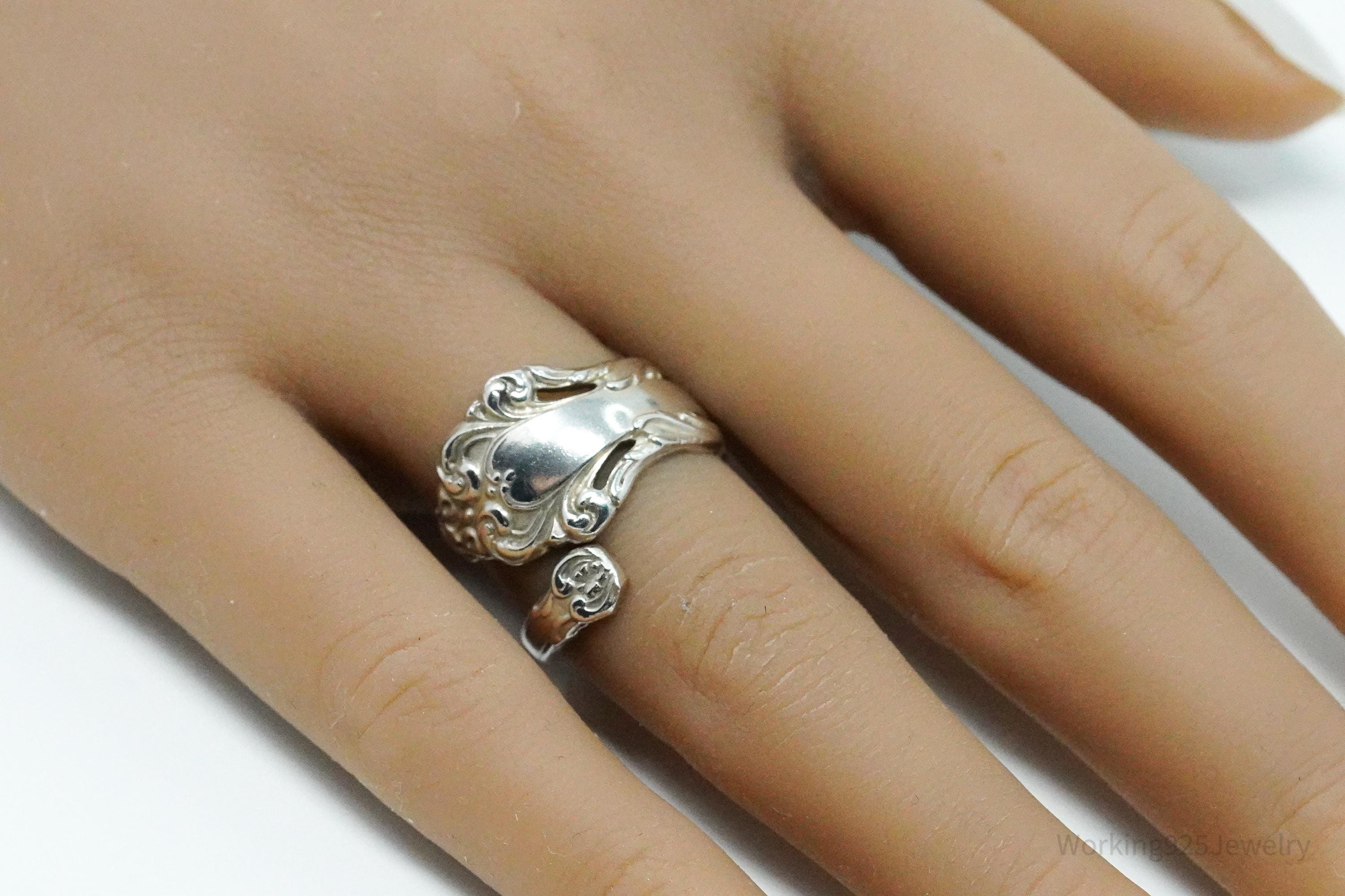 Antique Reed & Barton Repousse Sterling Silver Spoon Ring Size 6.75