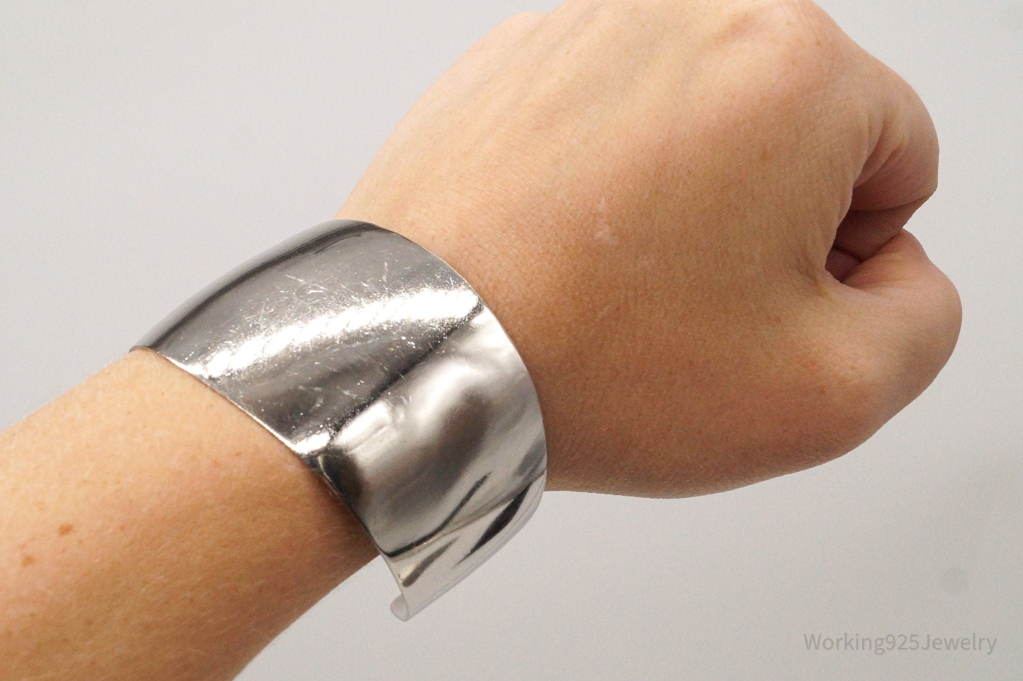 Antique Designer Danecraft Sterling Silver Wide Cuff Bracelet