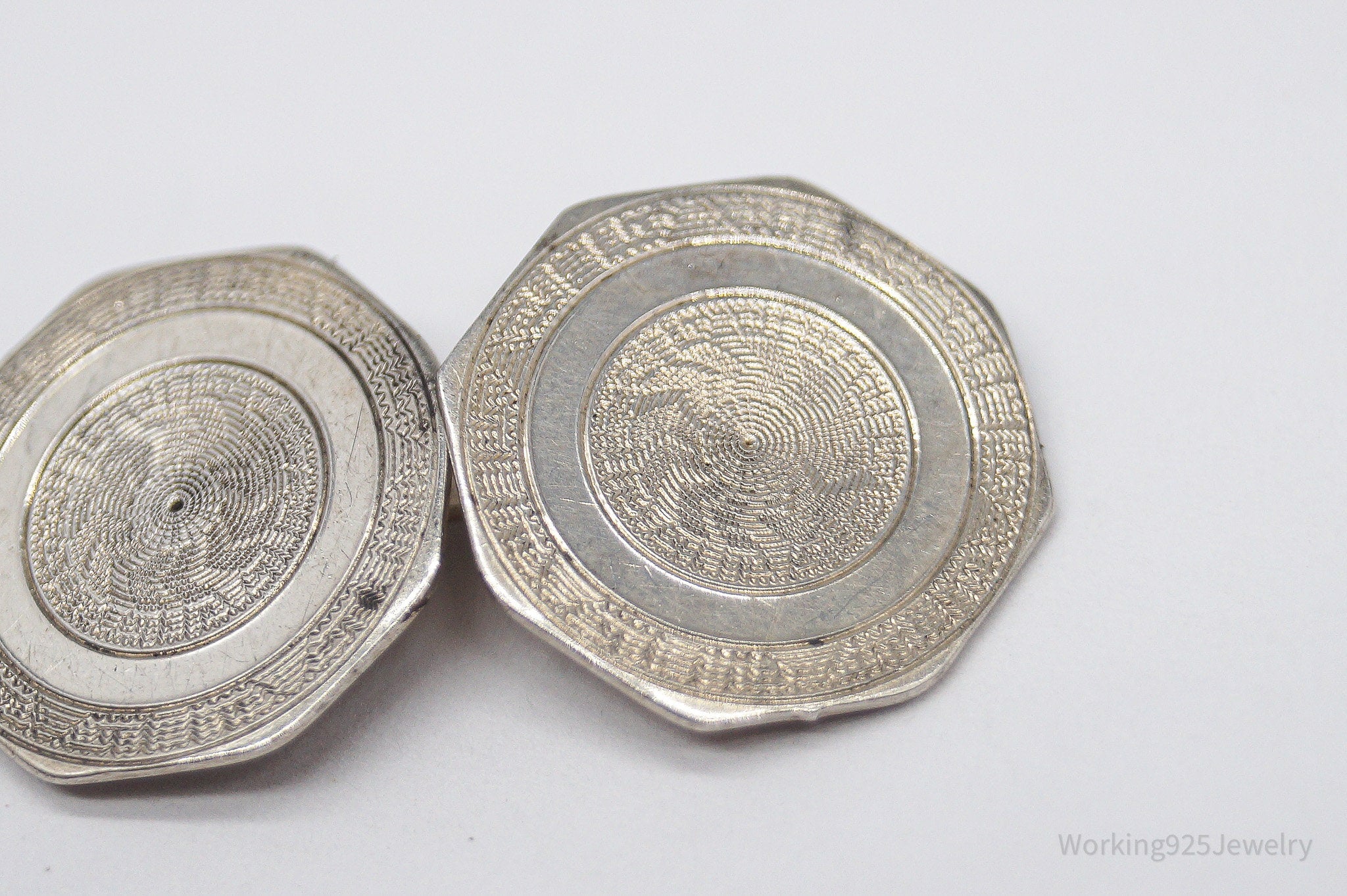 Antique Octagon Sterling Silver Cufflinks