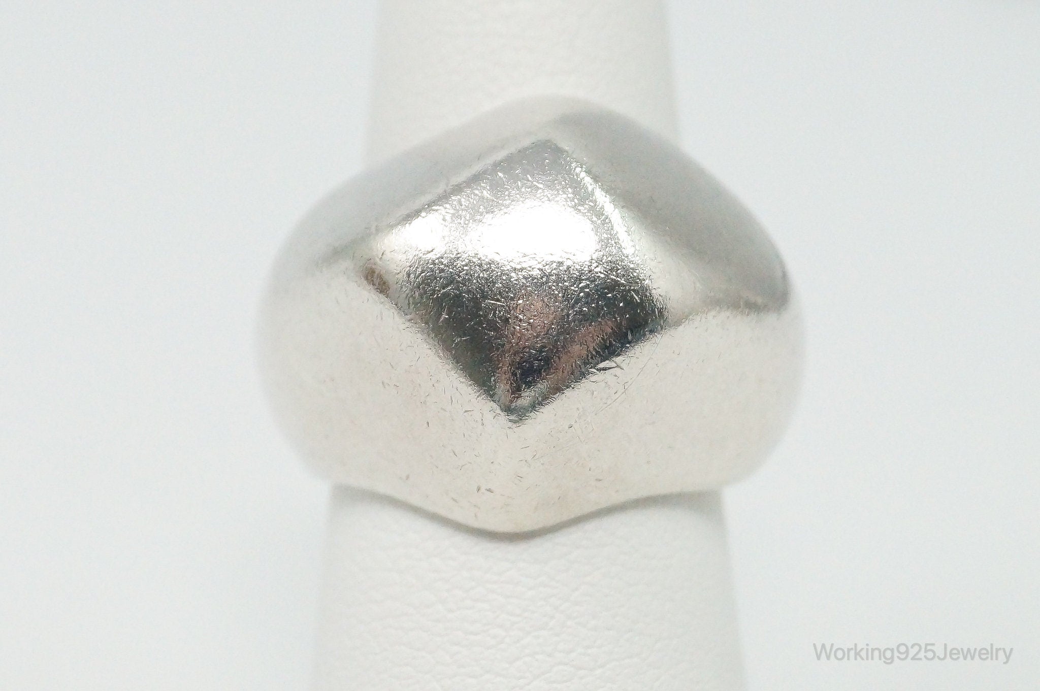 Vintage Sleek Modern Sterling Silver Dome Ring - Size 7.25