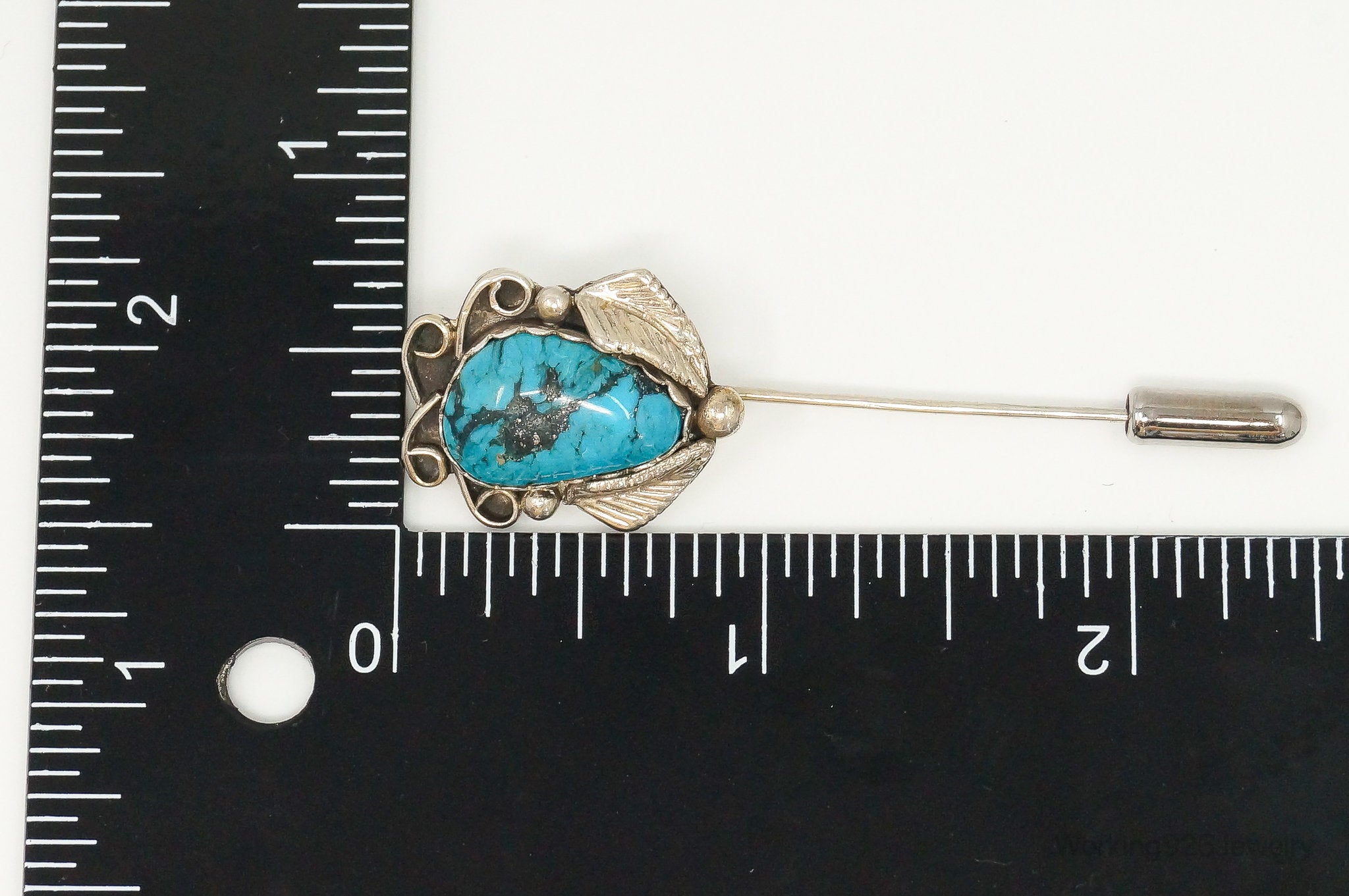 Vintage Native American DG Wilson Turquoise Sterling Silver Stick Pin