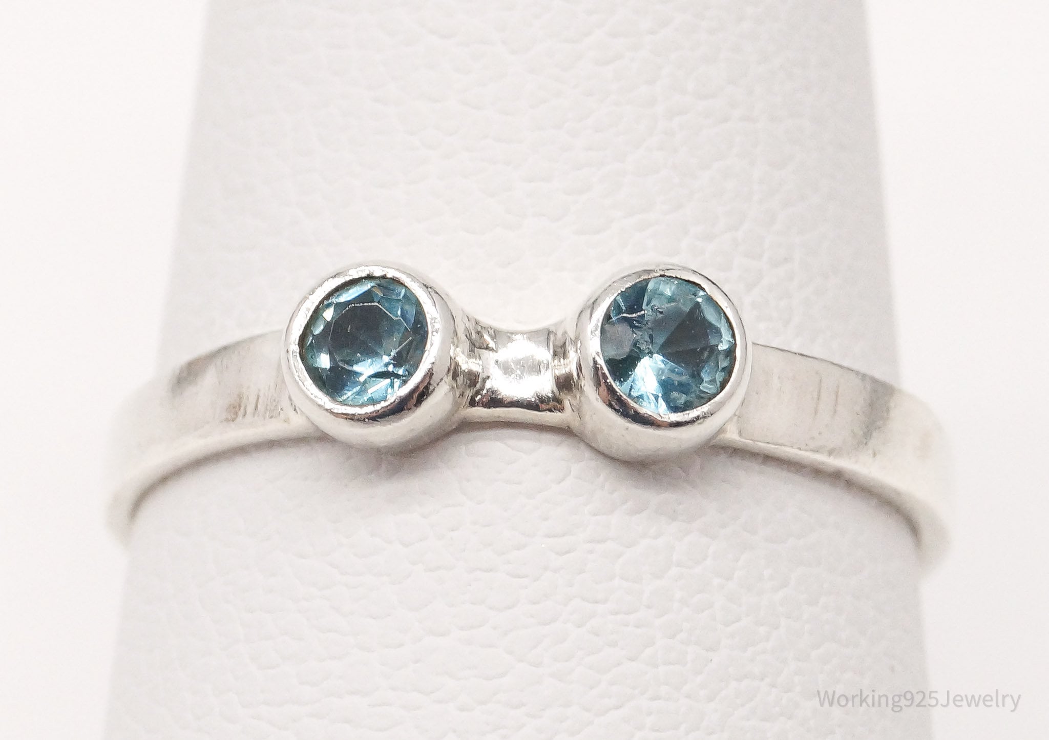 Vintage Blue Topaz Sterling Silver Ring - Size 8