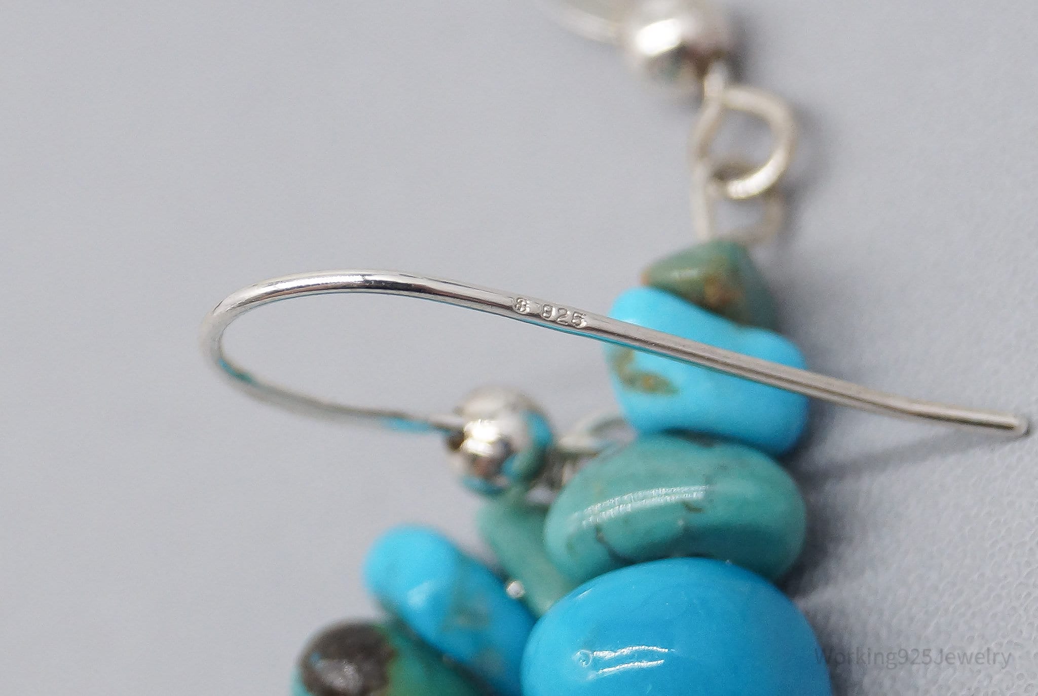 Vintage Southwestern Turquoise Bead Sterling Silver Earrings