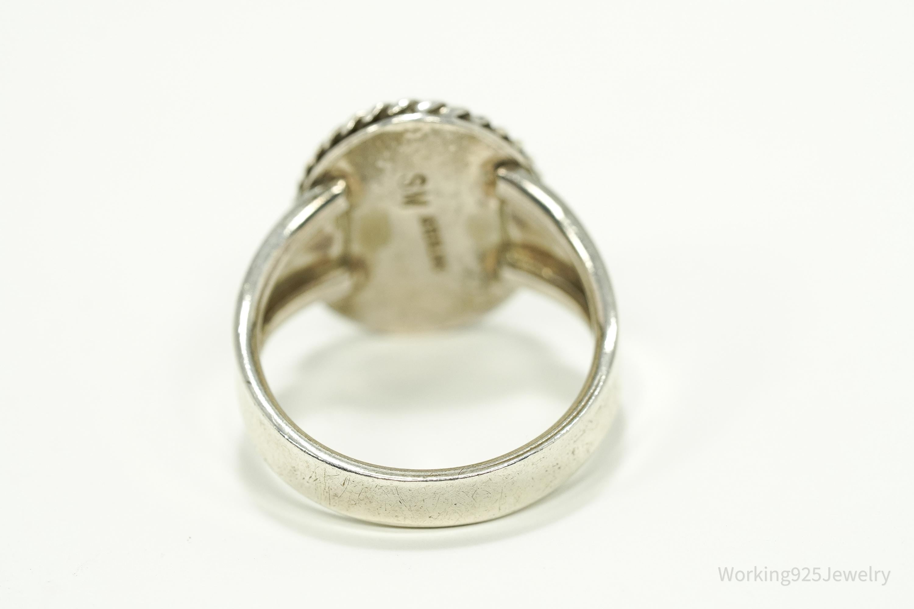 Vintage Native American SM Tiger's Eye Sterling Silver Ring Size 12.75