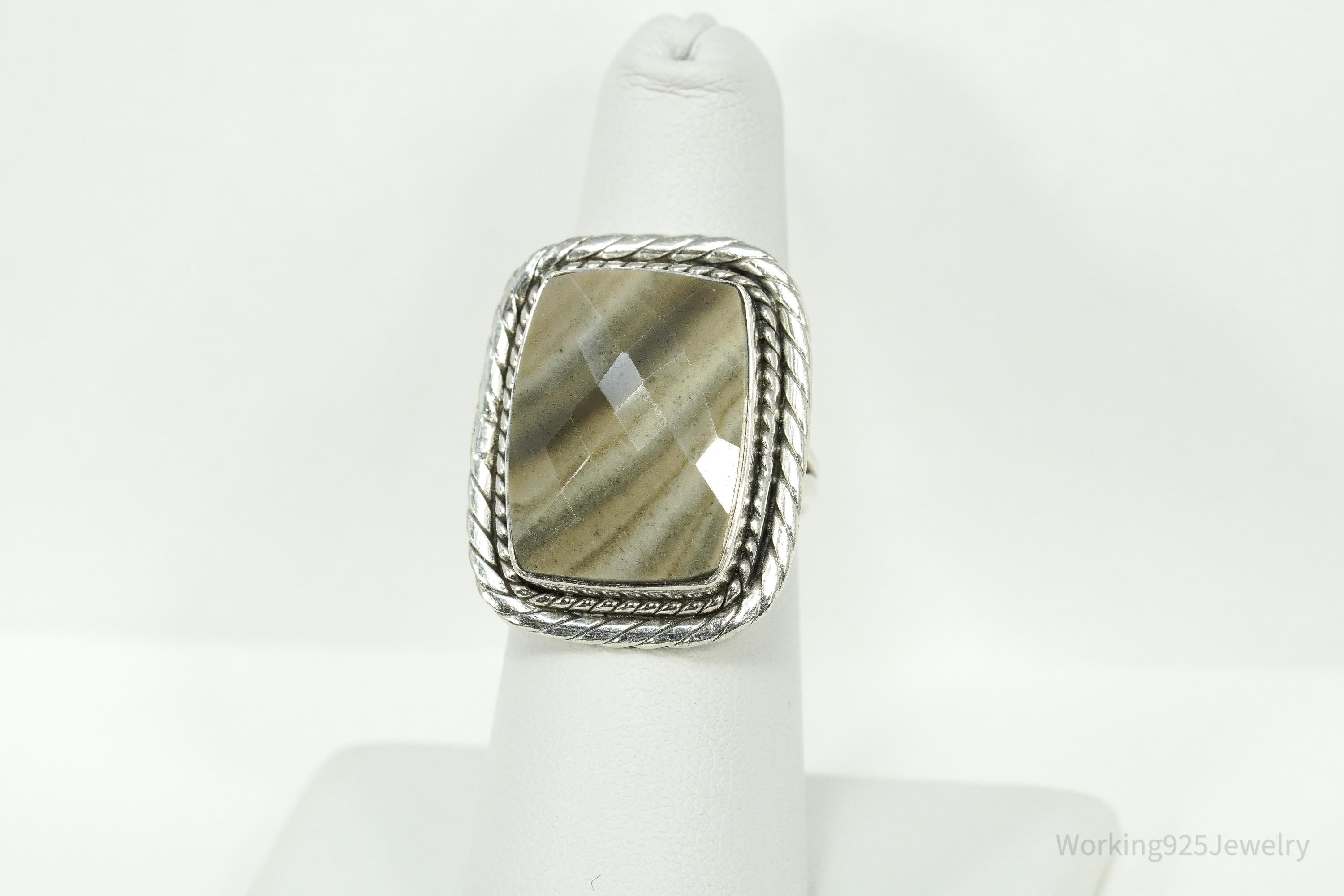 Vintage Lace Gemstone Sterling Silver Ring - Size 7