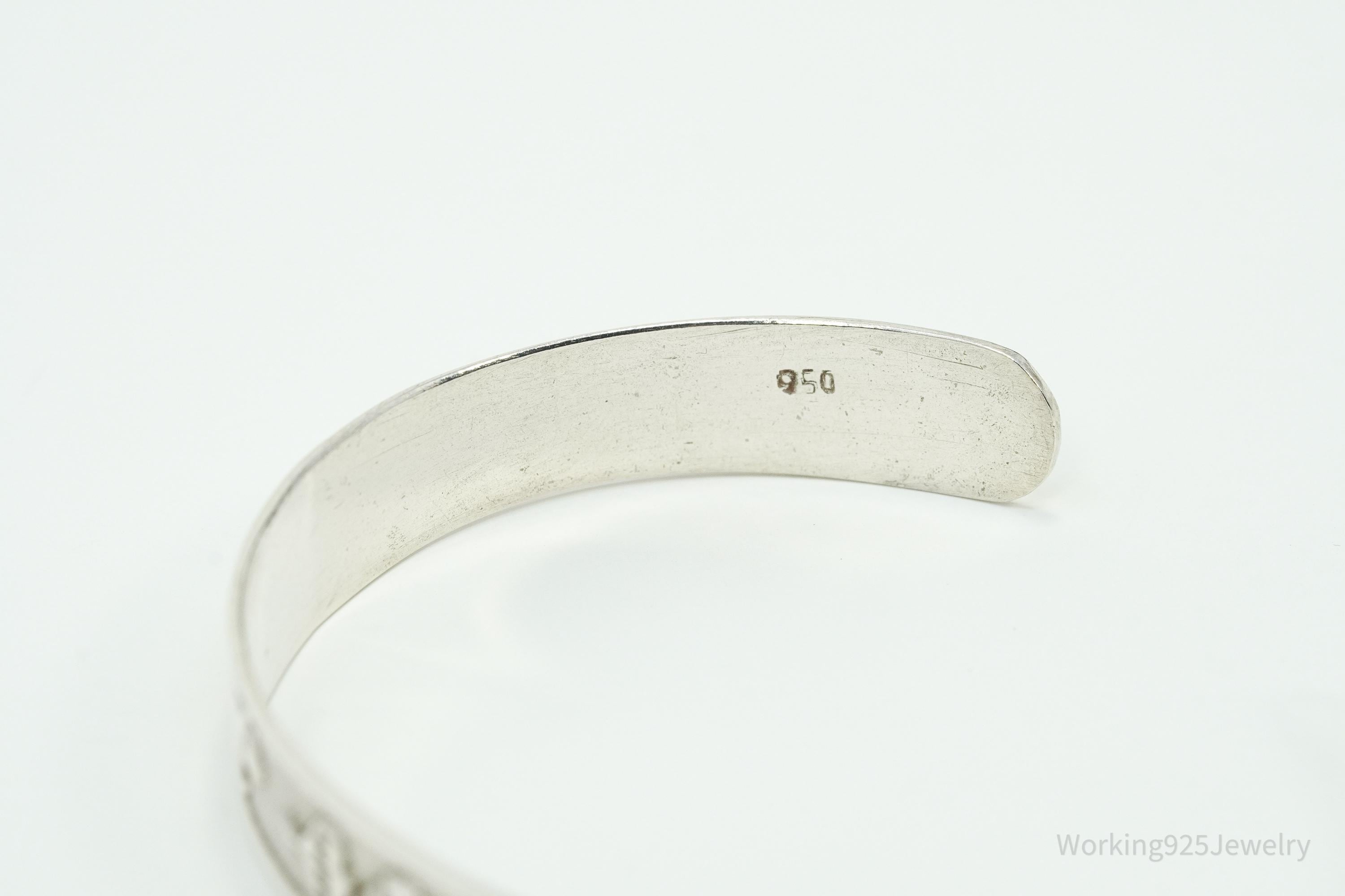 Vintage Tribal Style 950 Silver Bracelet 7"