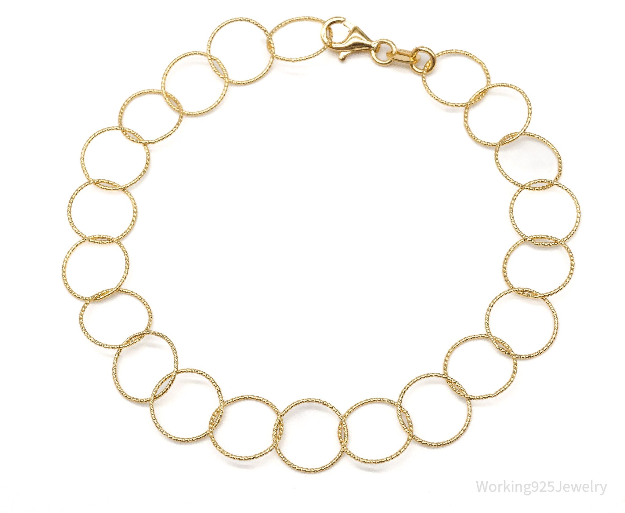 Vintage Danecraft Circle Chain Link Gold Vermeil Sterling Silver Bracelet