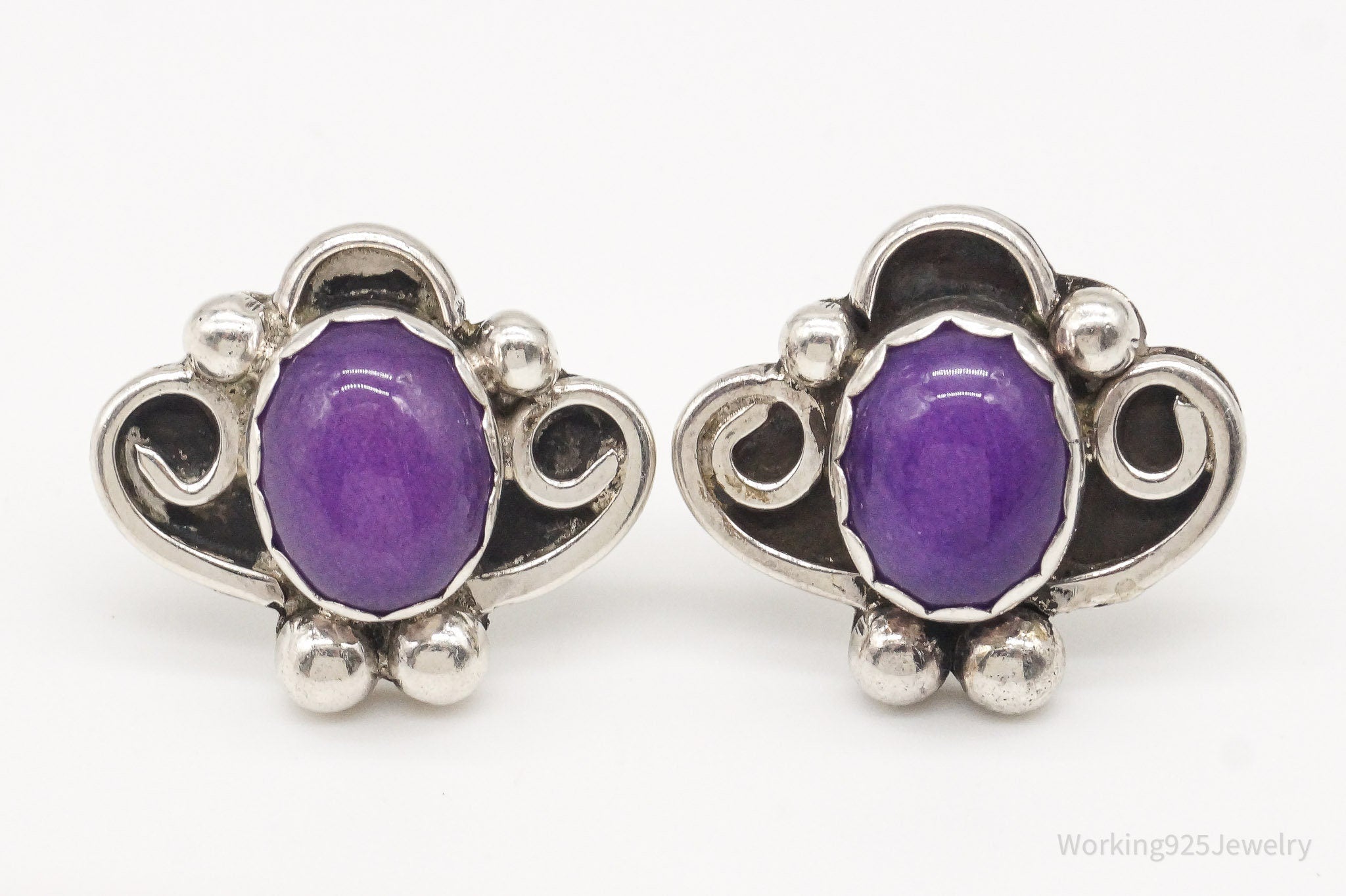 Vintage Native American Sugilite Sterling Silver Earrings