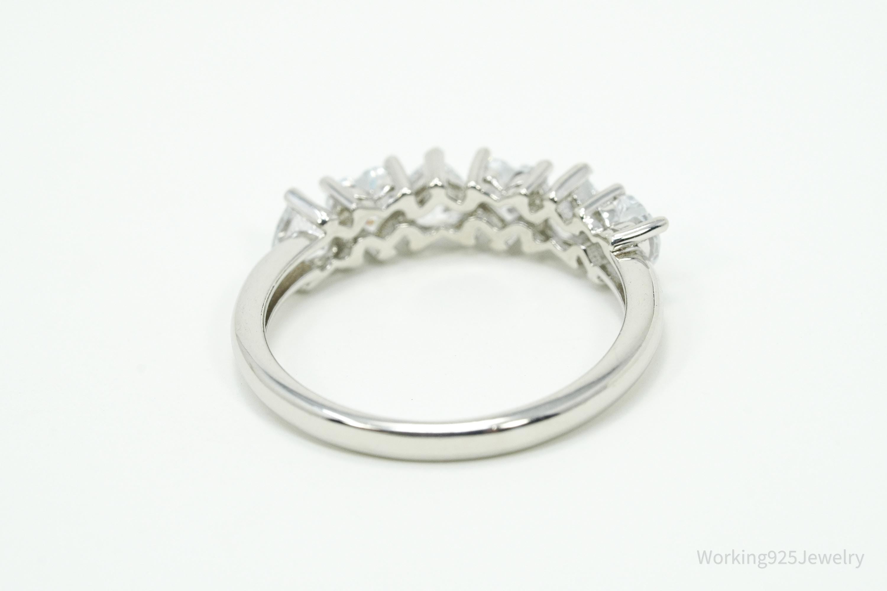 Designer BBJ Cubic Zirconia Hearts Sterling Silver Ring - Size 8