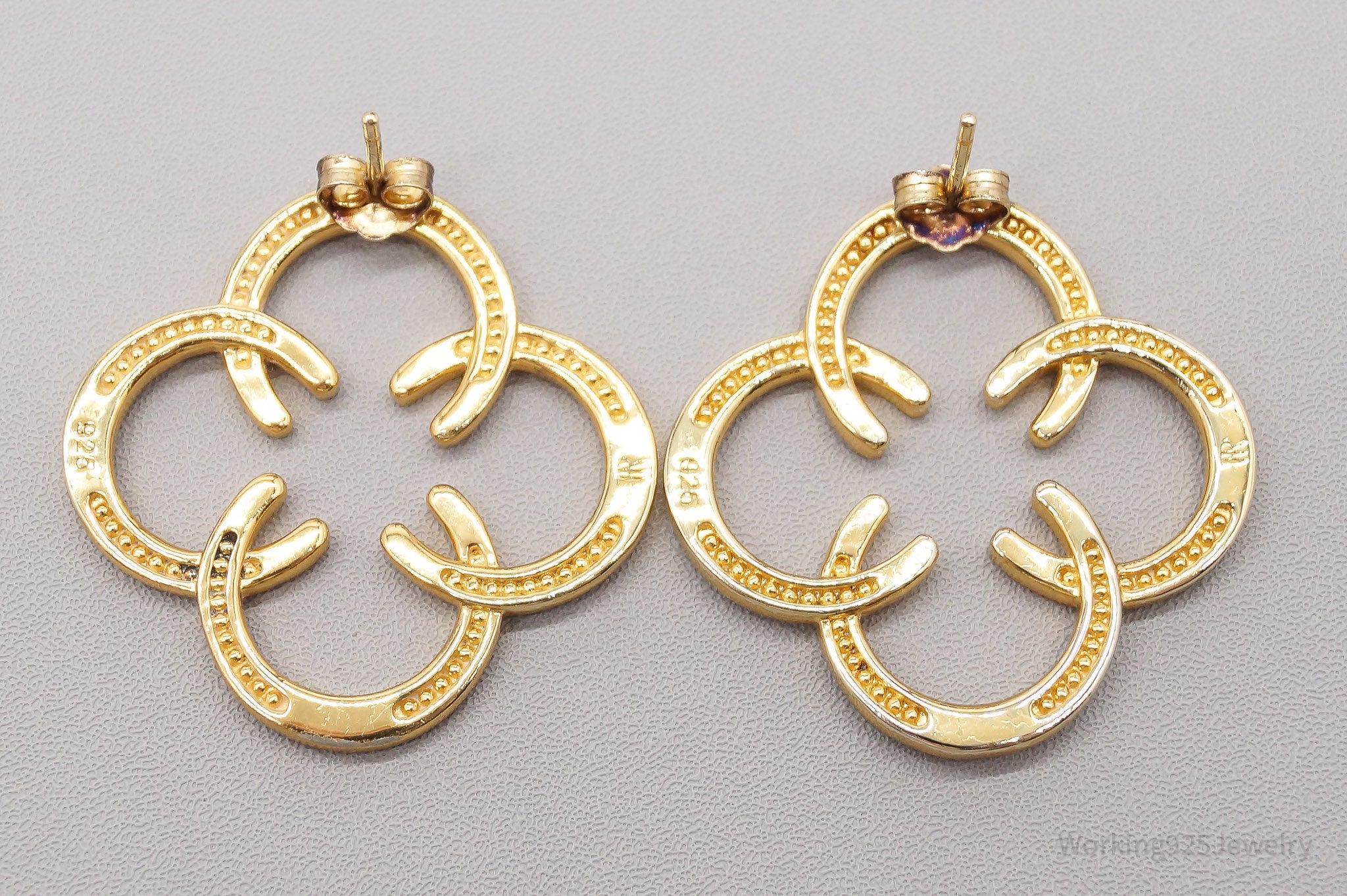 Designer Horseshoes 18K Yellow Gold Over Sterling Silver Earrings