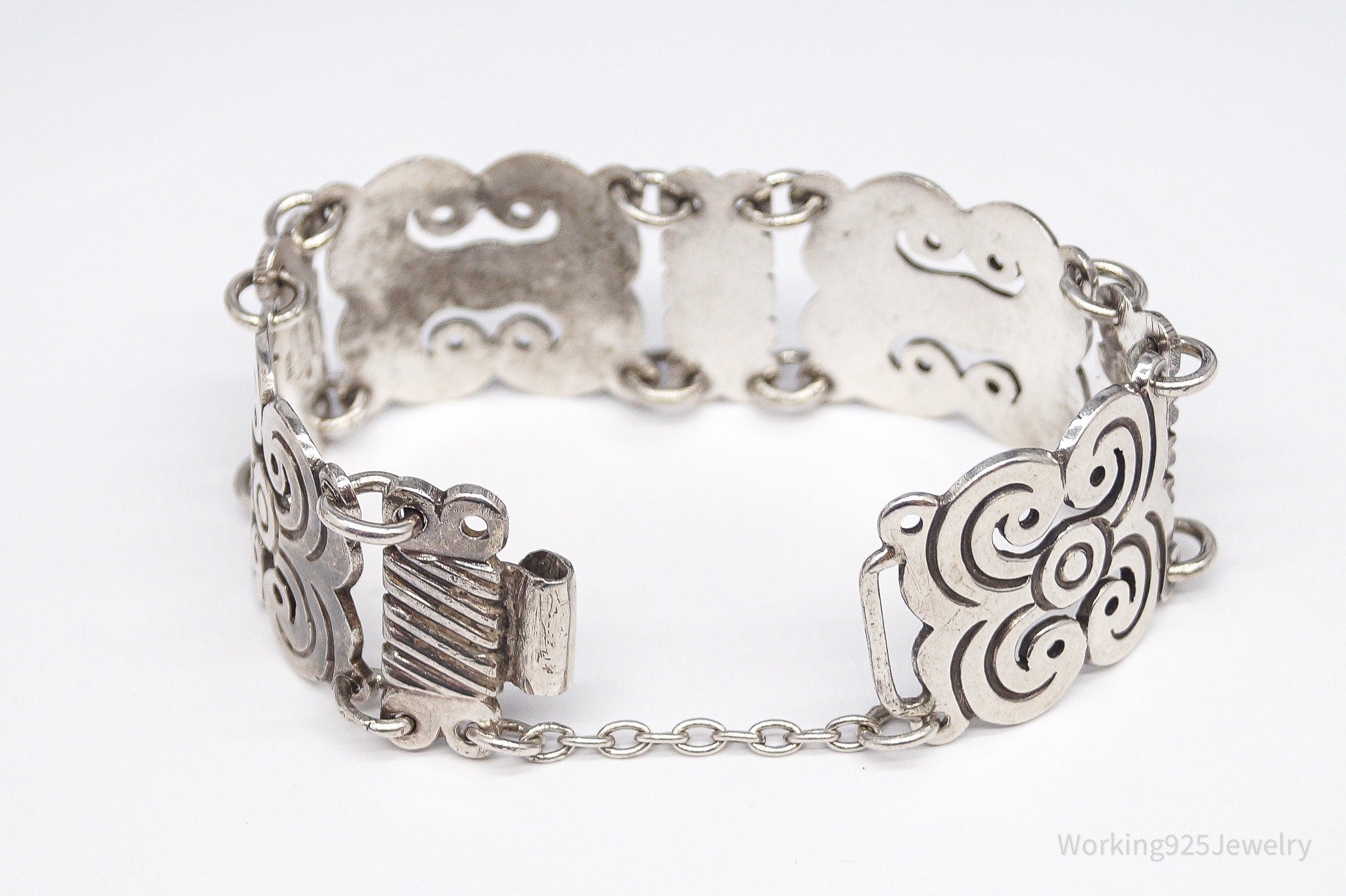 Rare Mid Century Vintage Mexico Modernist Ave Juarez Prieto Sterling Silver Bracelet - 7.5"