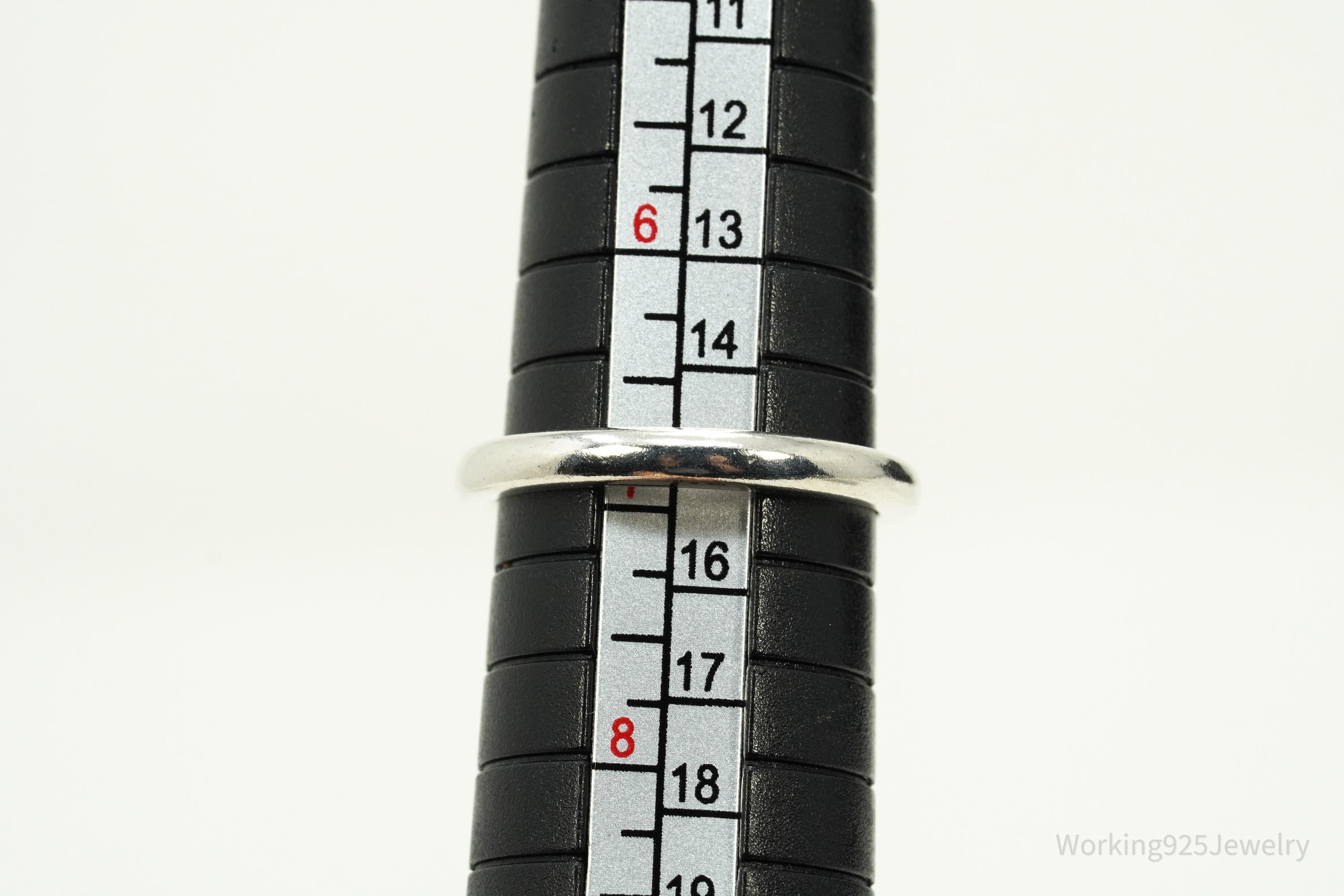 Vintage SUN White Diamond Heart Sterling Silver Ring - Size 6.75