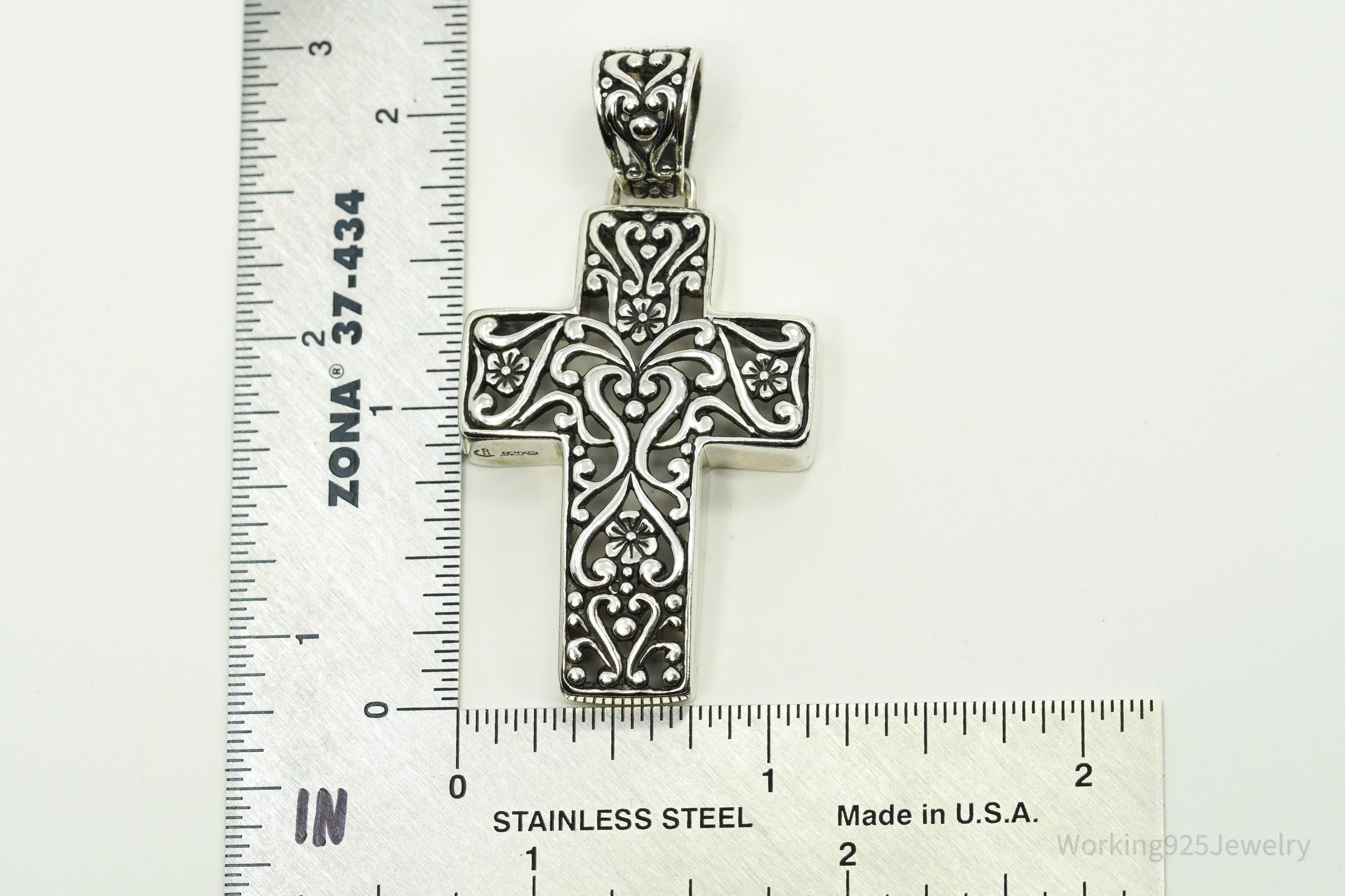Vintage Native Designer Carolyn Pollack Relios Sterling Silver Cross Pendant
