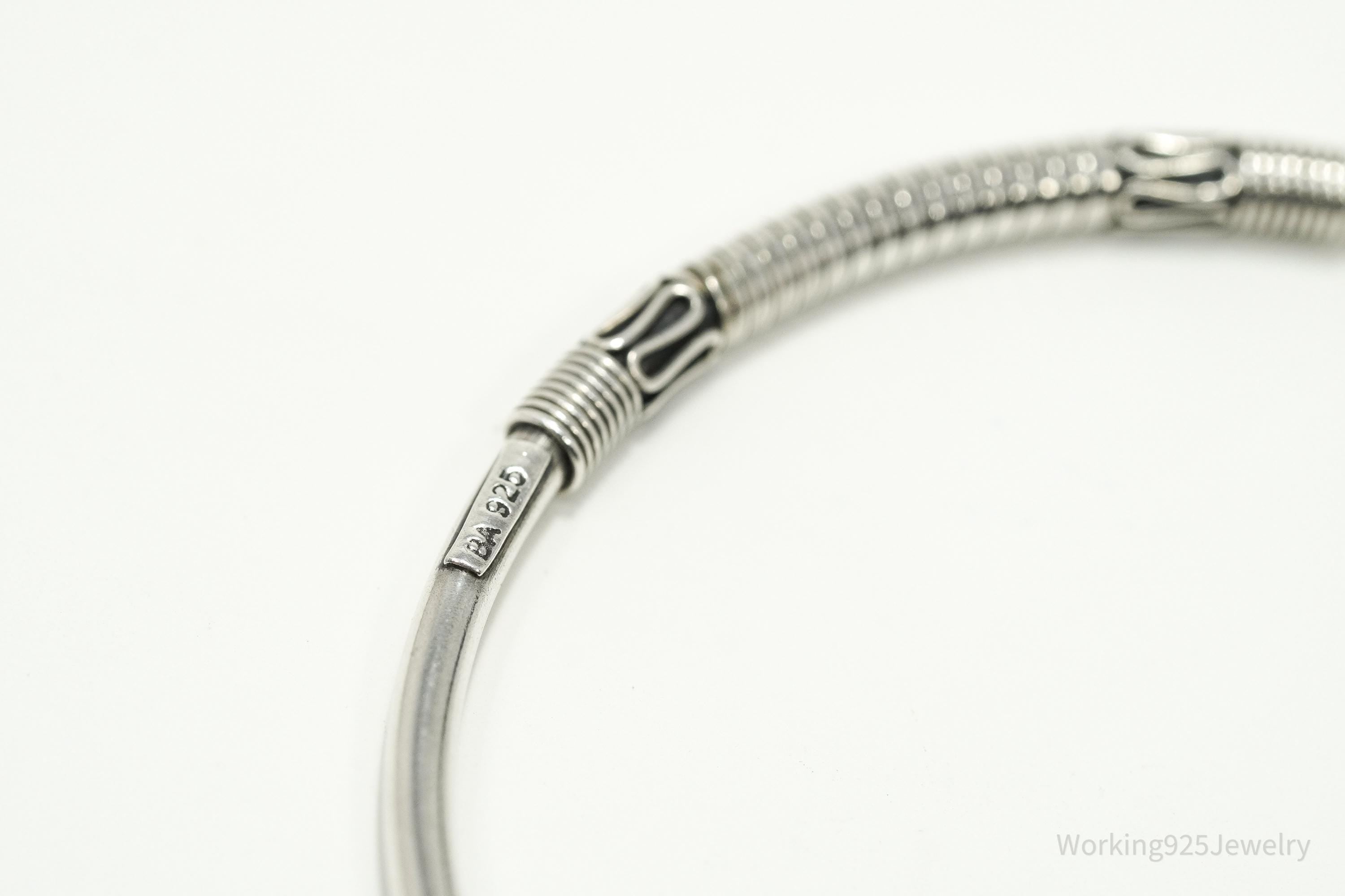 Vintage Designer BA Suarti Sterling Silver Bangle Bracelet 7 7/8"