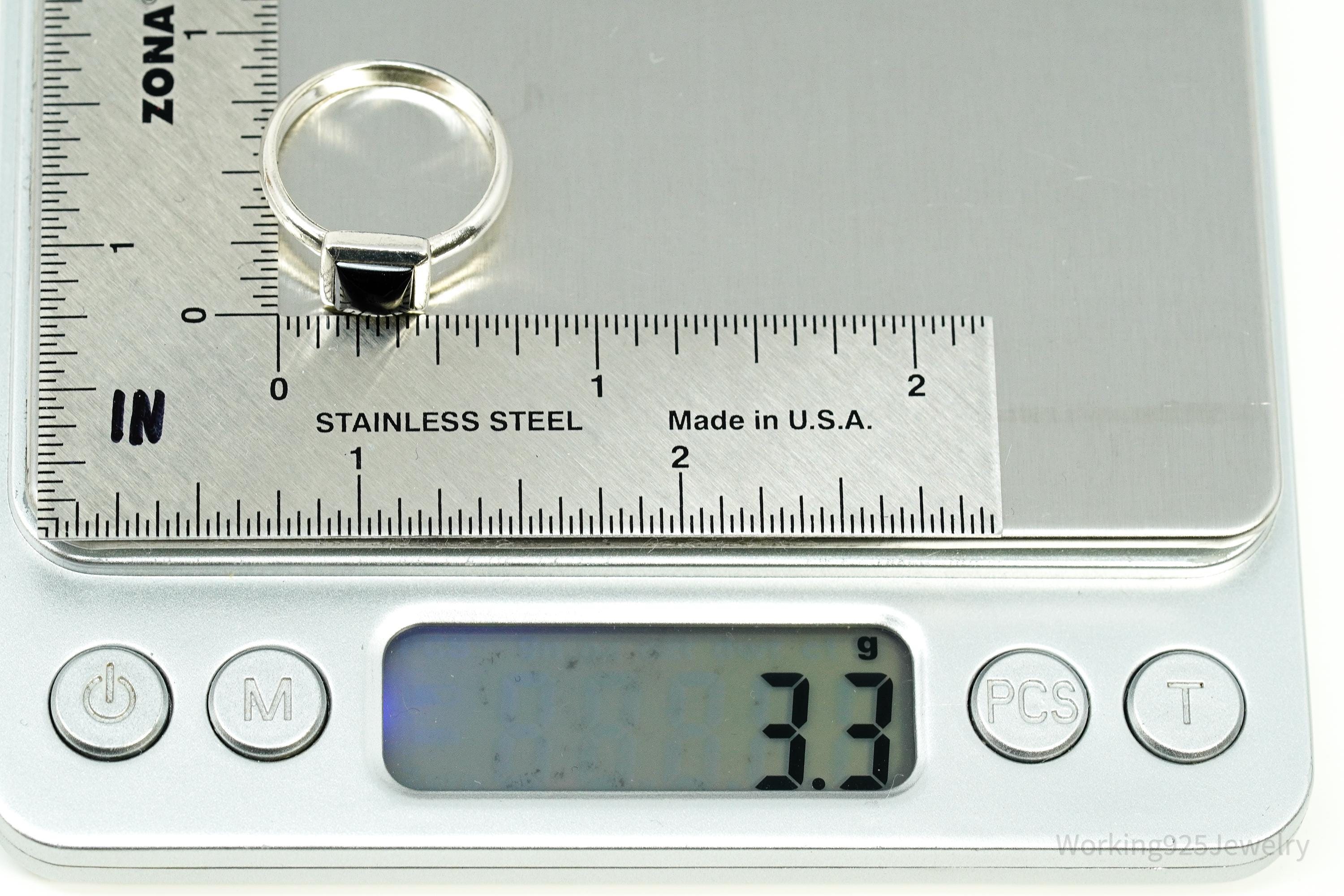 Vintage Black Onyx Sterling Silver Ring - Size 7