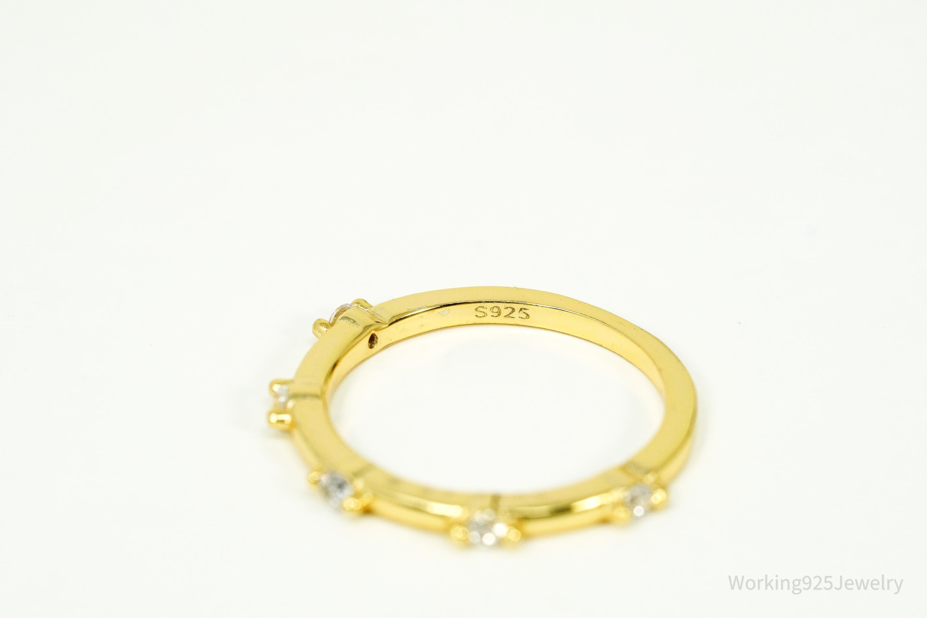 Vintage Cubic Zirconia Gold Vermeil Sterling Silver Ring - Size 5