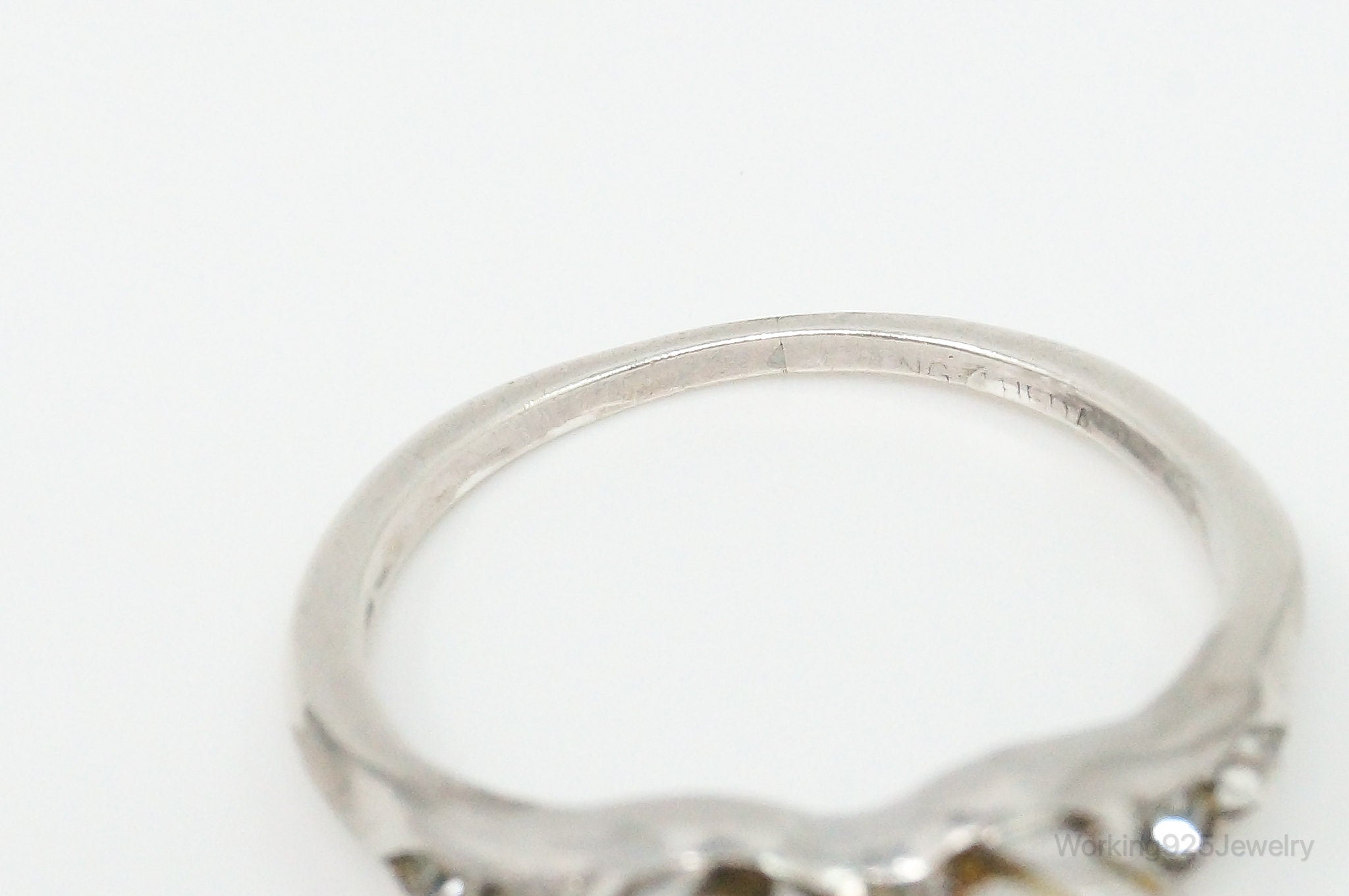 Antique Pearl Rhinestone Sterling Silver Ring - Size 6