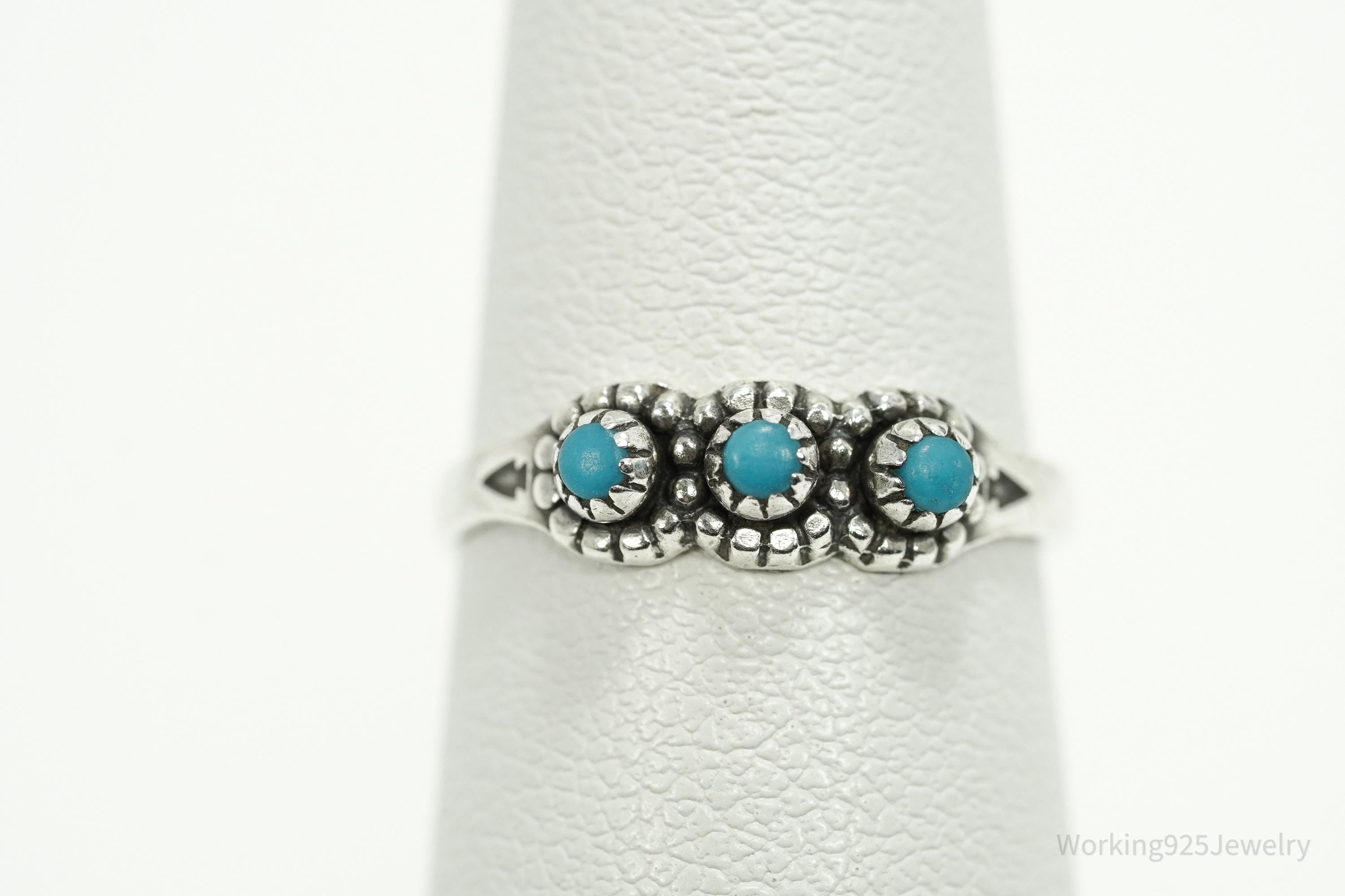 Vintage Native Bell Trading Post Turquoise Sterling Silver Ring - Size 4