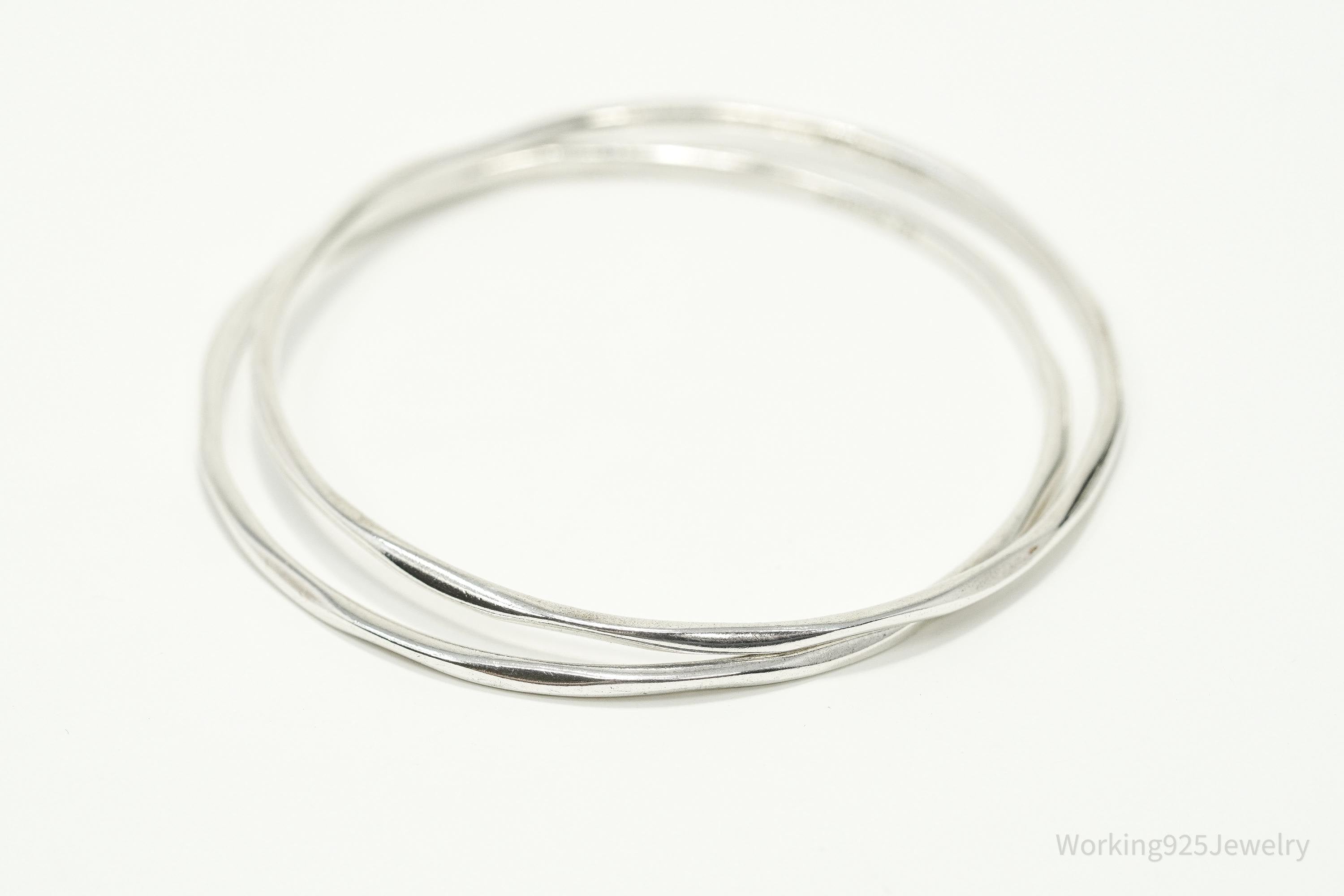 Vintage Designer Ippolita Sterling Silver Bangle Stacker Bracelets Set 7.75"