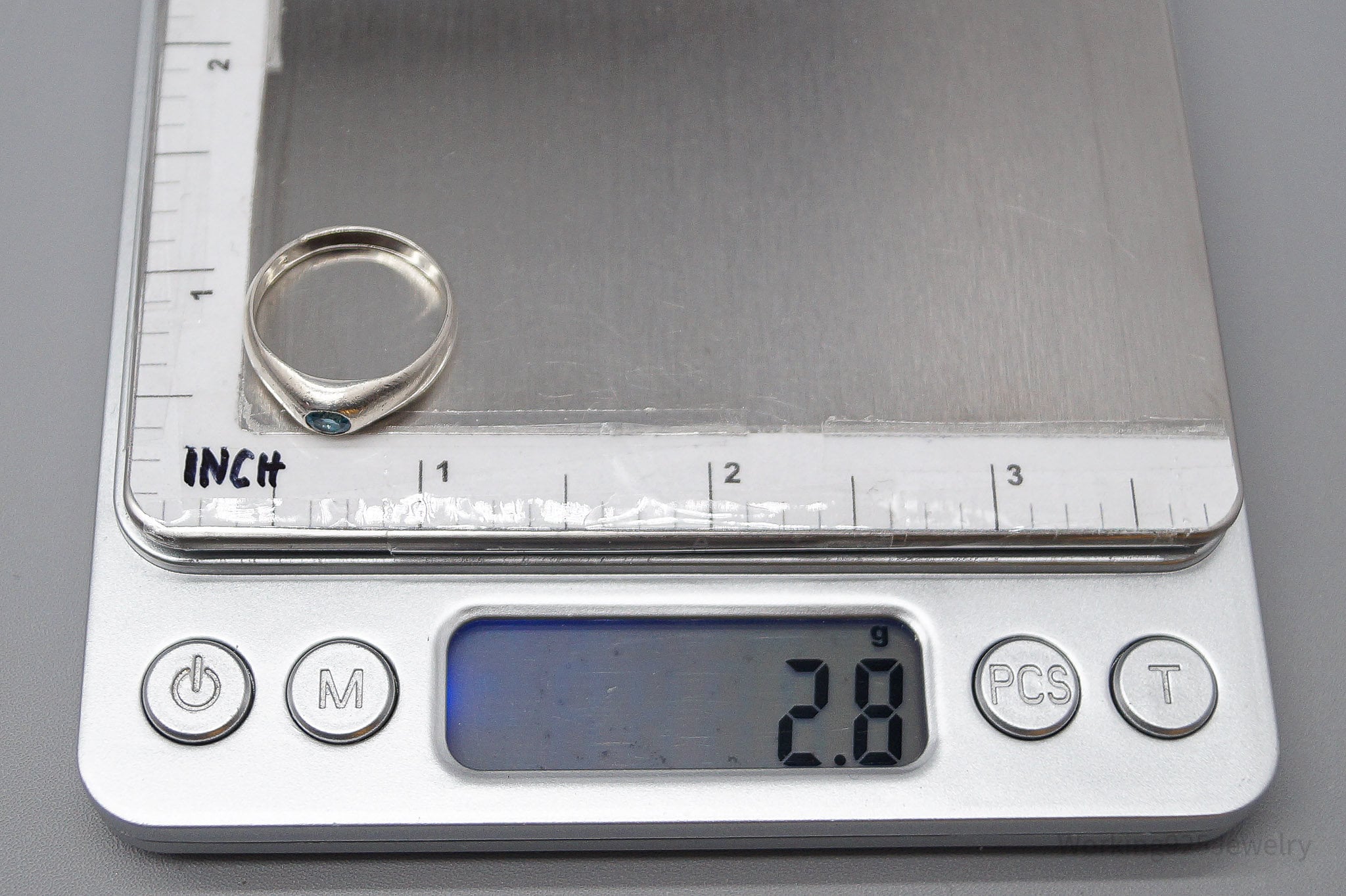 Vintage Blue Topaz Sterling Silver Ring - Size 6.5