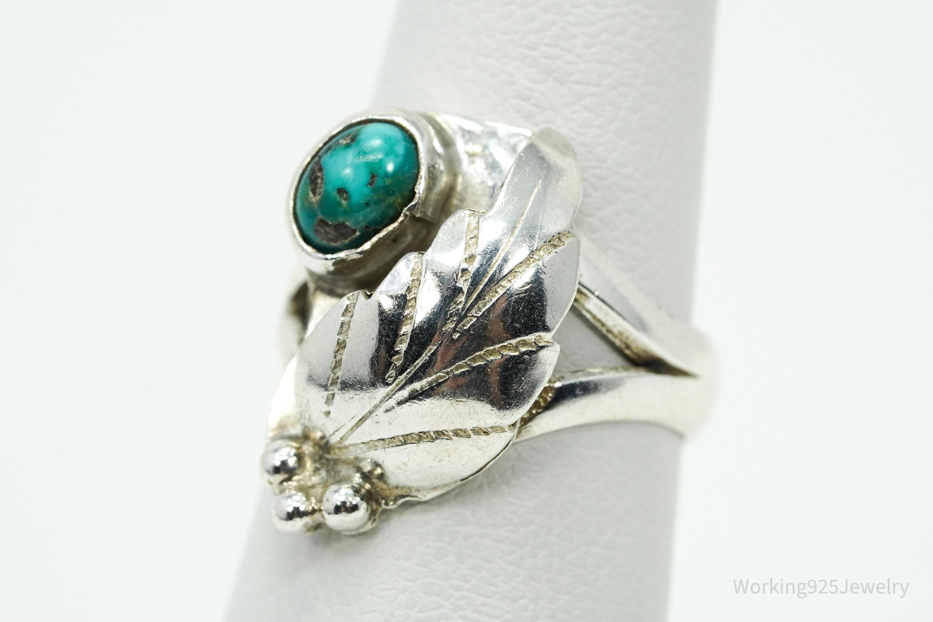 Vintage Native American Turquoise Silver Ring - Size 5