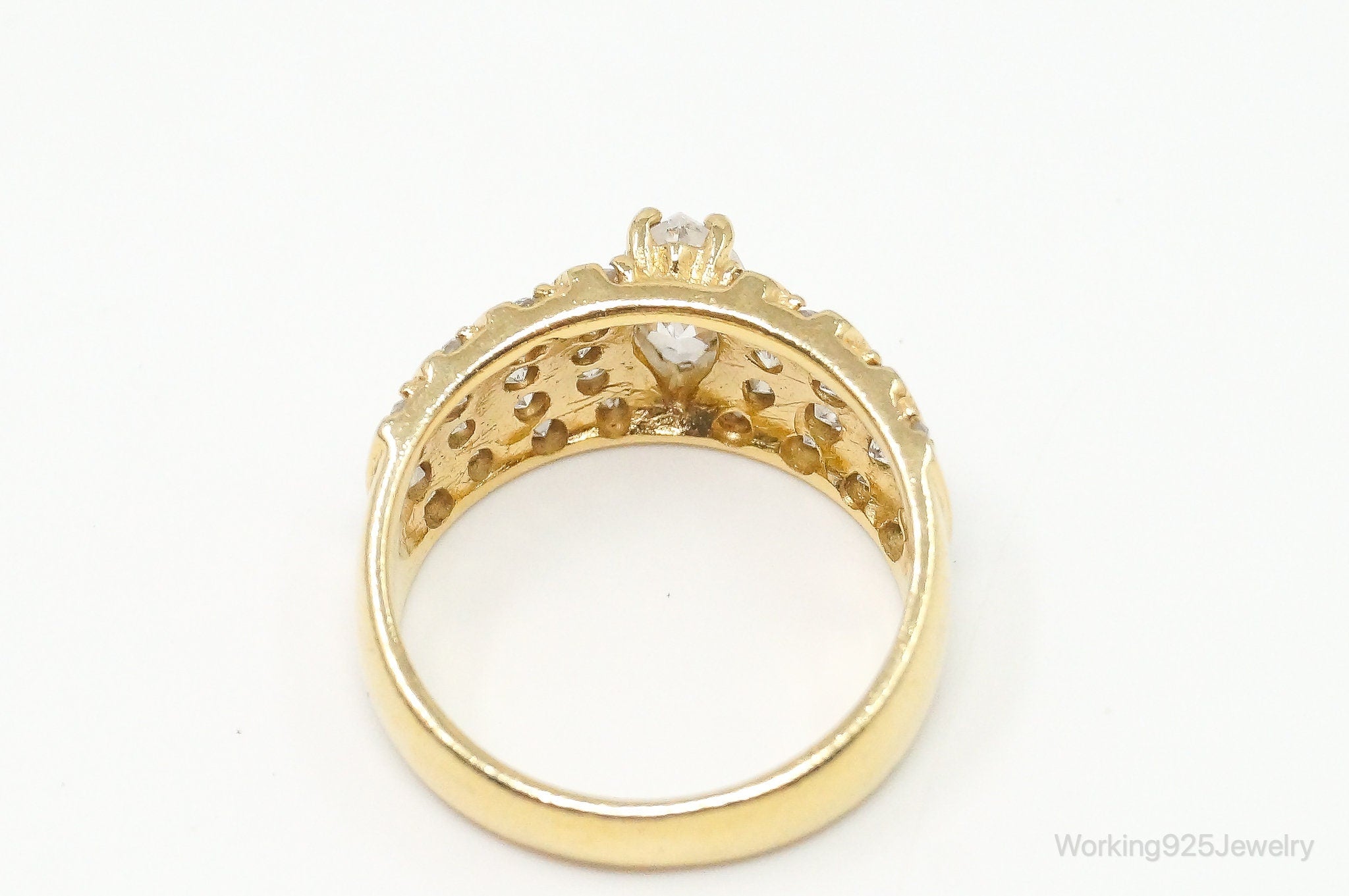Cubic Zirconia Gold Vermeil Sterling Silver Ring - Size 8
