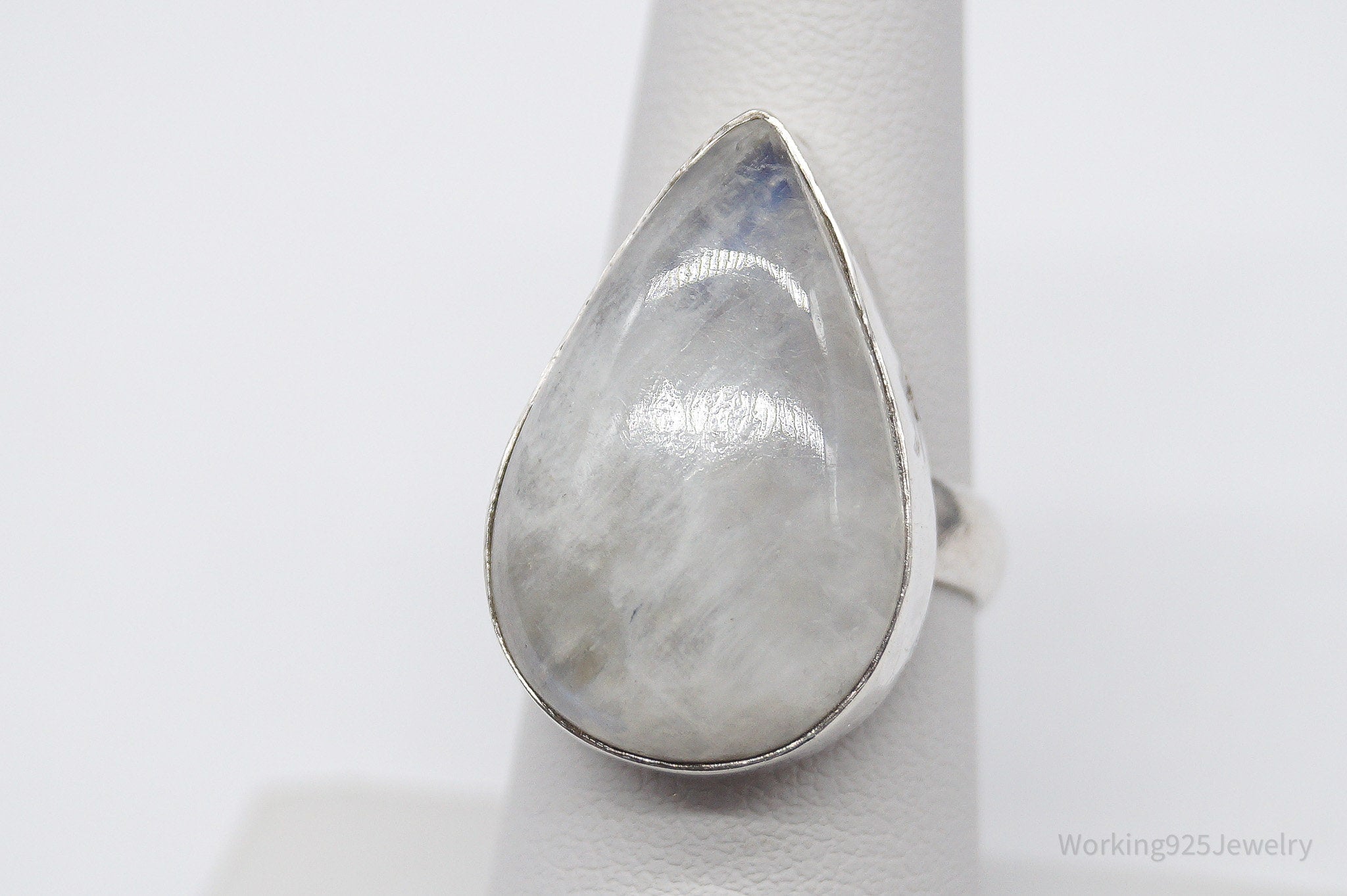 Vintage Large Moonstone Sterling Silver Ring - Size 7