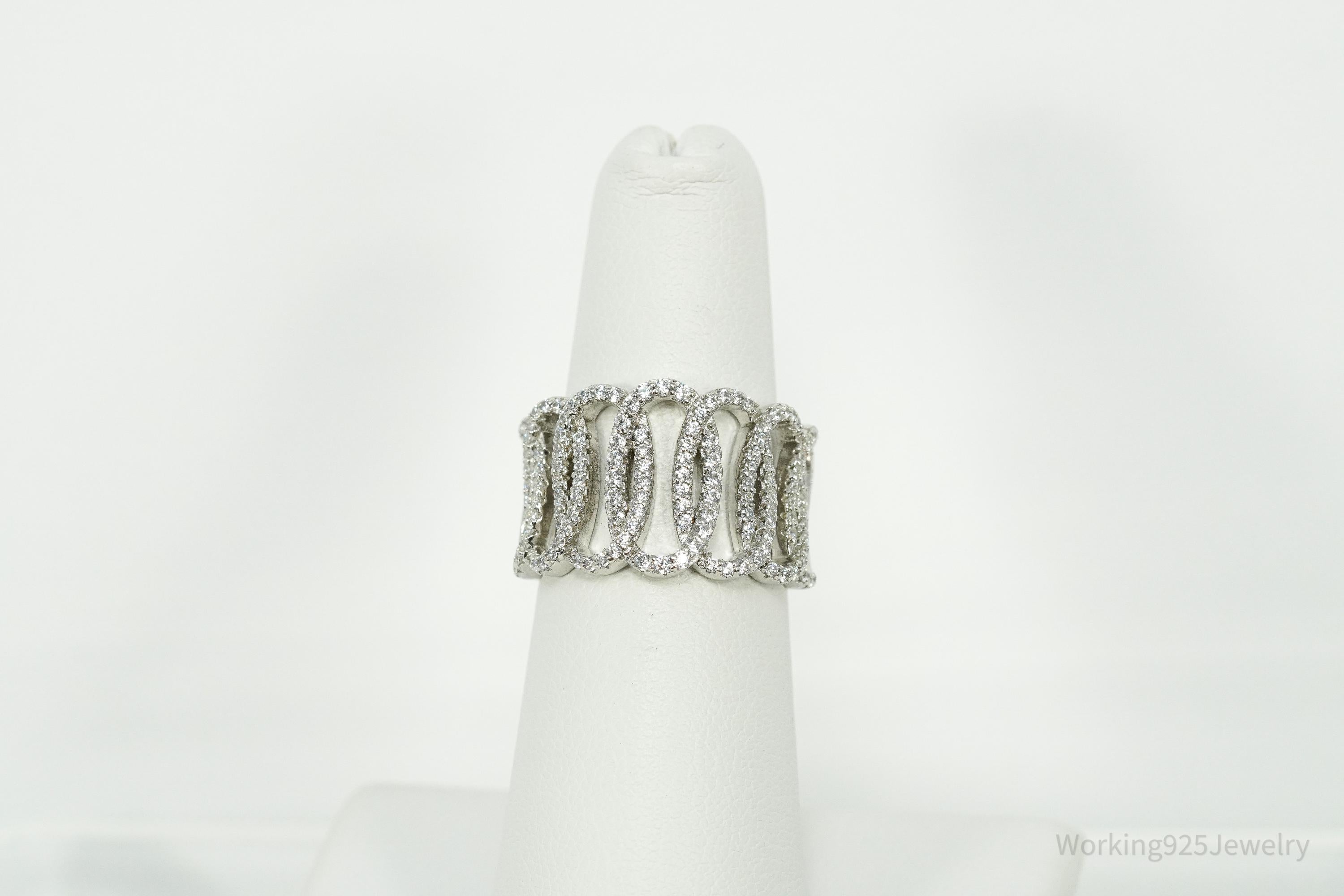 Vintage Cubic Zirconia Sterling Silver Ring - Size 6