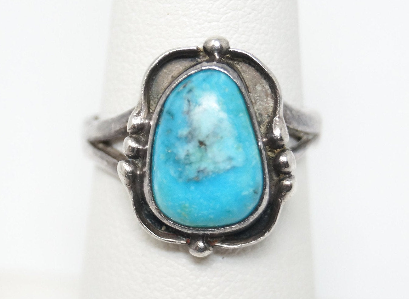 Vtg Native American Turquoise Sterling Silver Ring - Sz 6.25