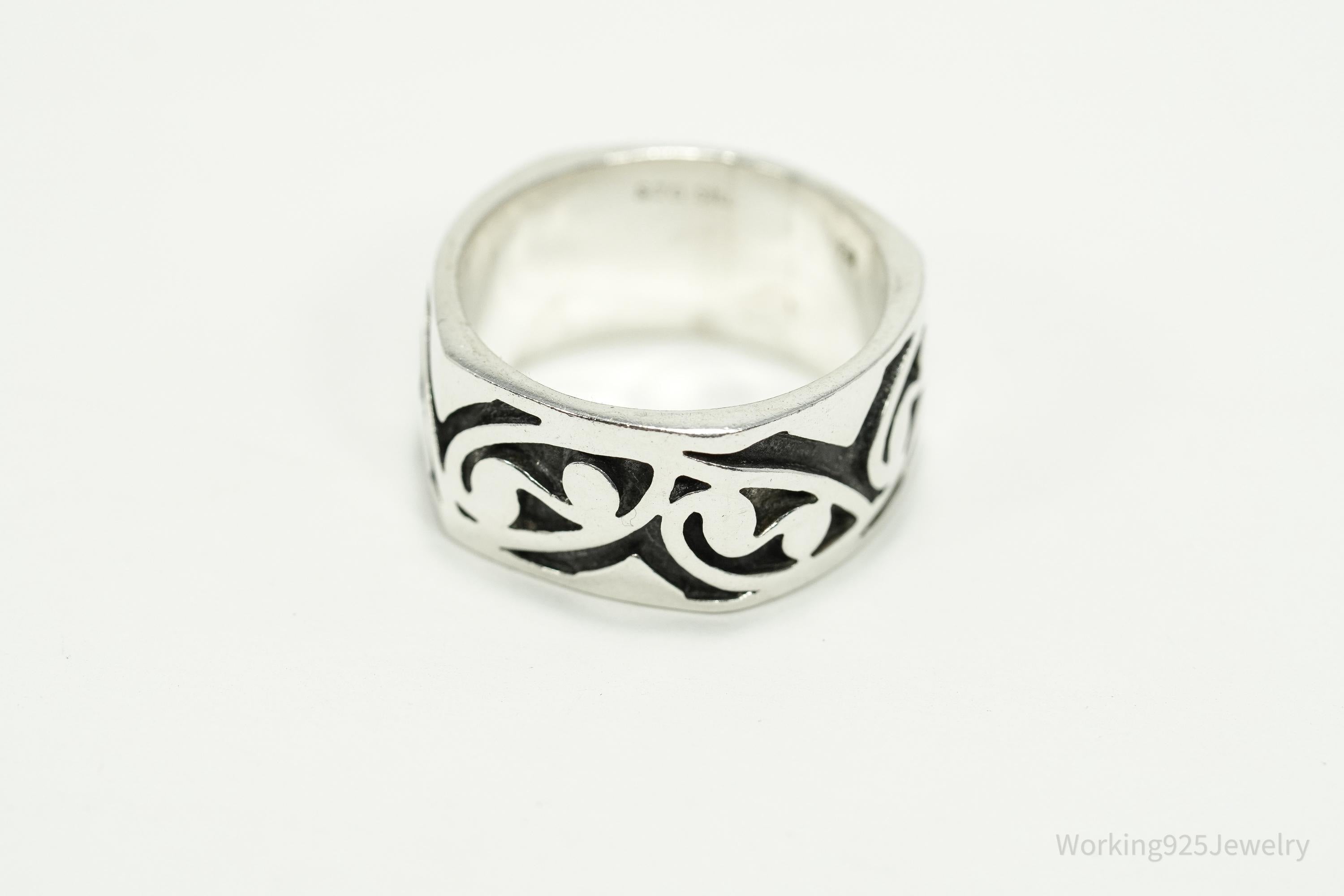 Vintage Tribal Sterling Silver Band Ring Size 11
