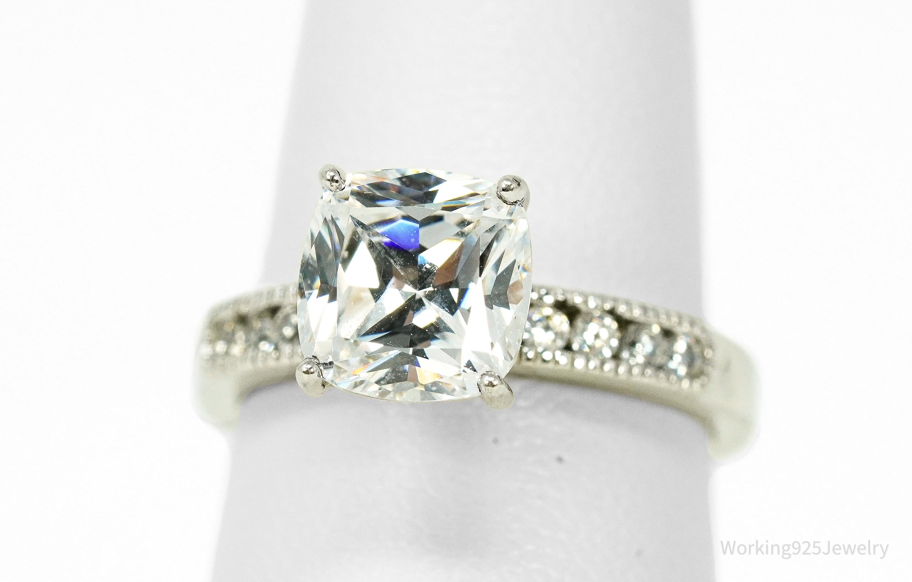 Vintage Cubic Zirconia Sterling Silver Ring - Size 6