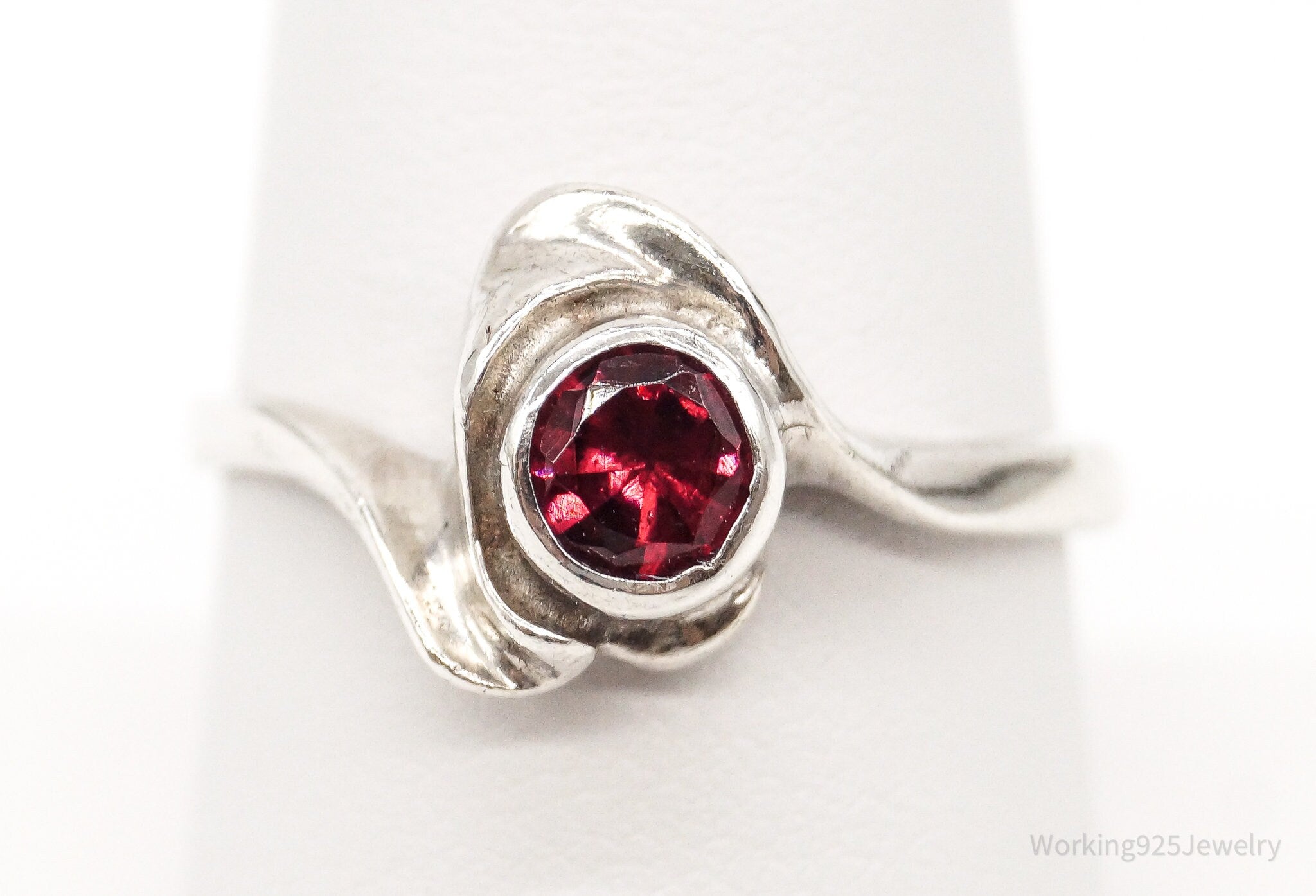 Vintage Rhodolite Garnet Sterling Silver Ring - Size 8.25