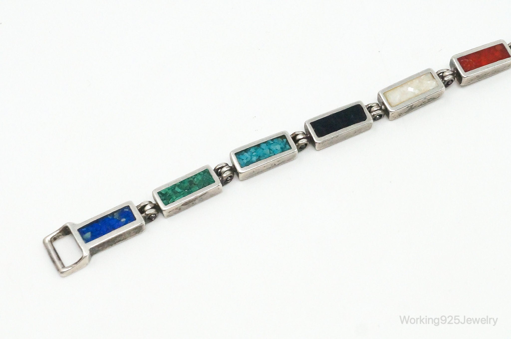 Vintage Multi Gem Sterling Silver Bracelet