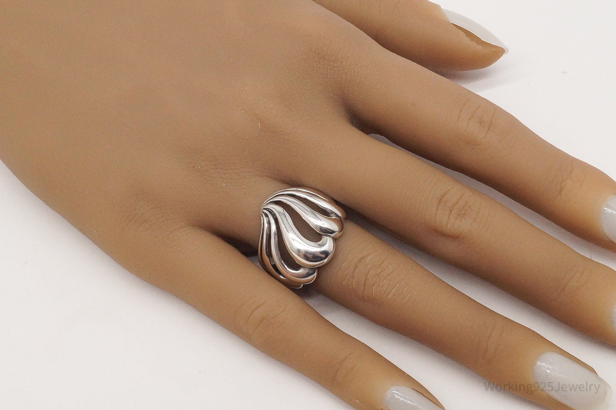 Vintage Designer KABANA Waves Sterling Silver Ring - Size 7.75