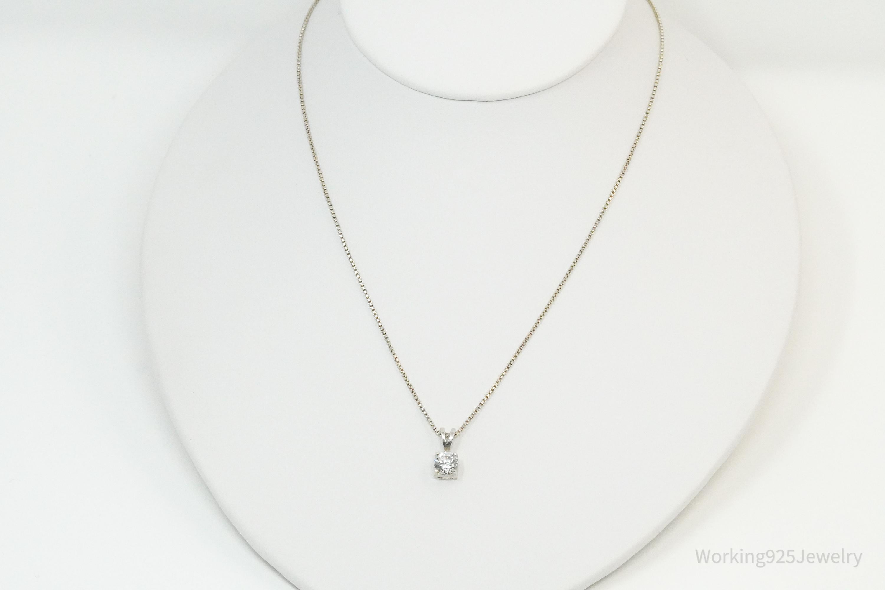 Vintage Diamonique Cubic Zirconia Sterling Silver Necklace 18"