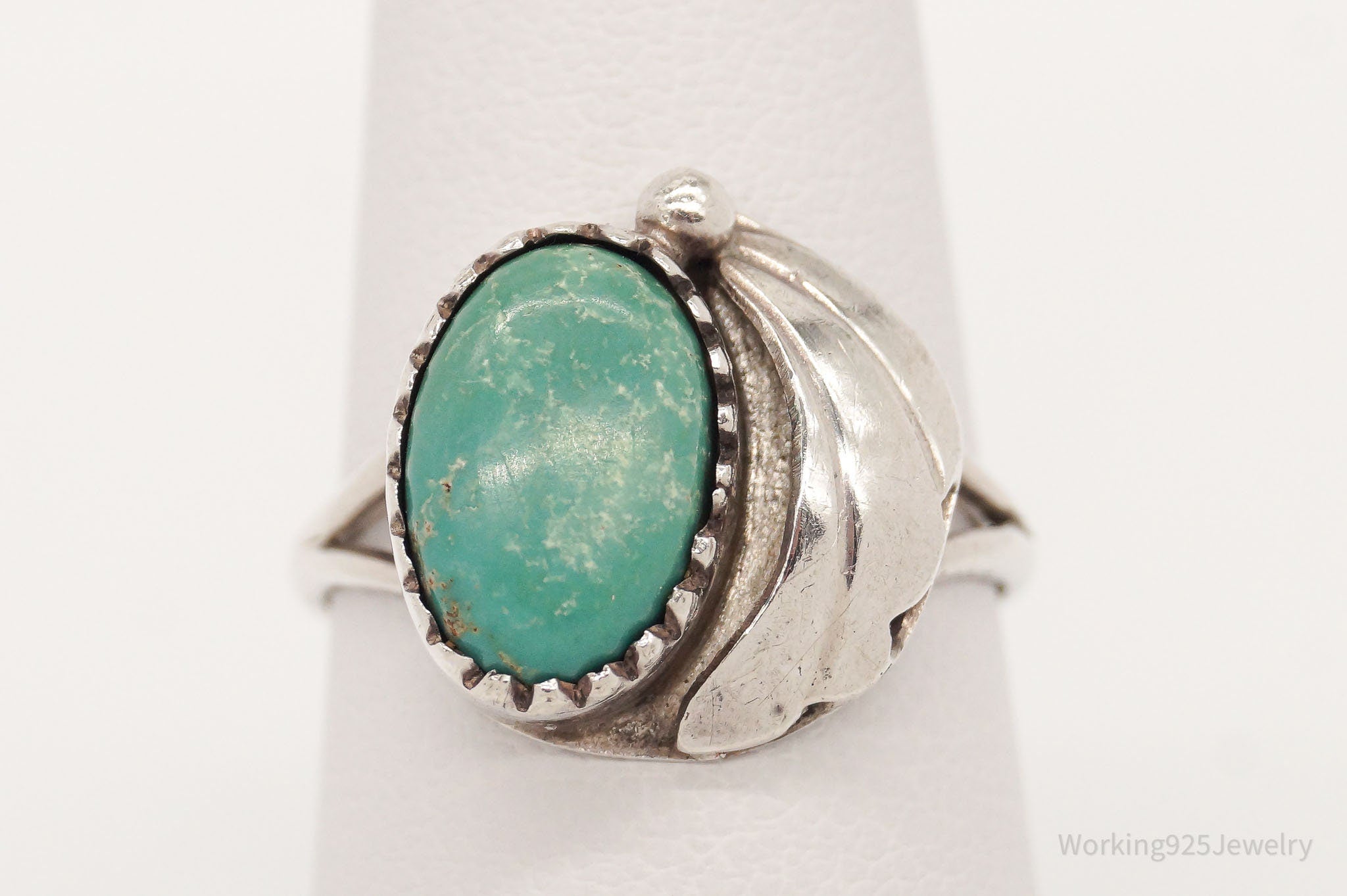 Vintage Native American Turquoise Sterling Silver Ring - Size 7