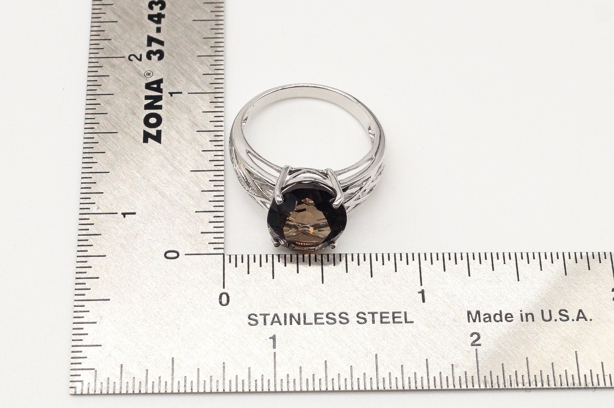 Vintage Large Smoky Topaz Sterling Silver Ring - Size 7