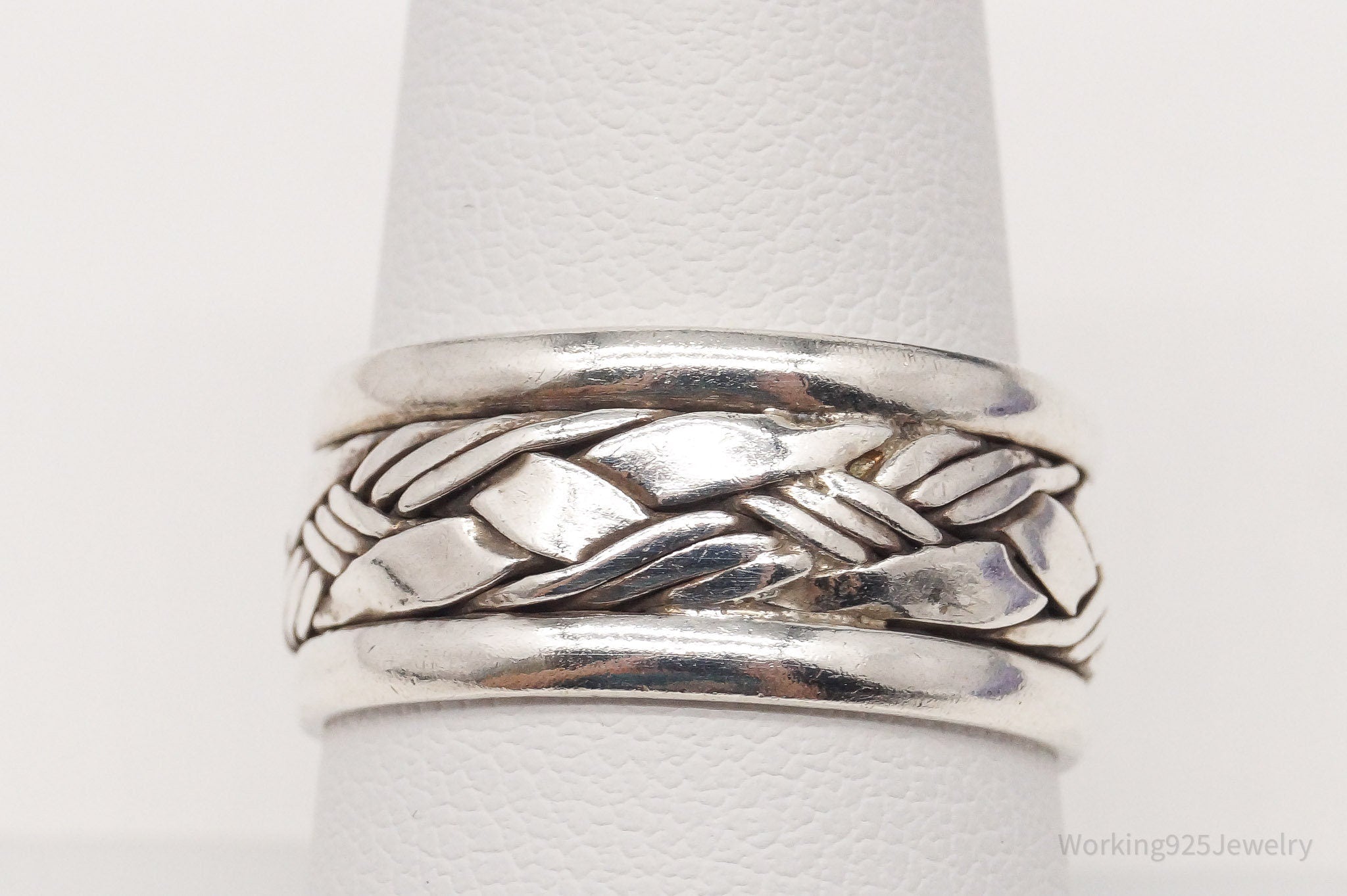 Vintage Weave Braid Sterling Silver Band Ring - Size 9