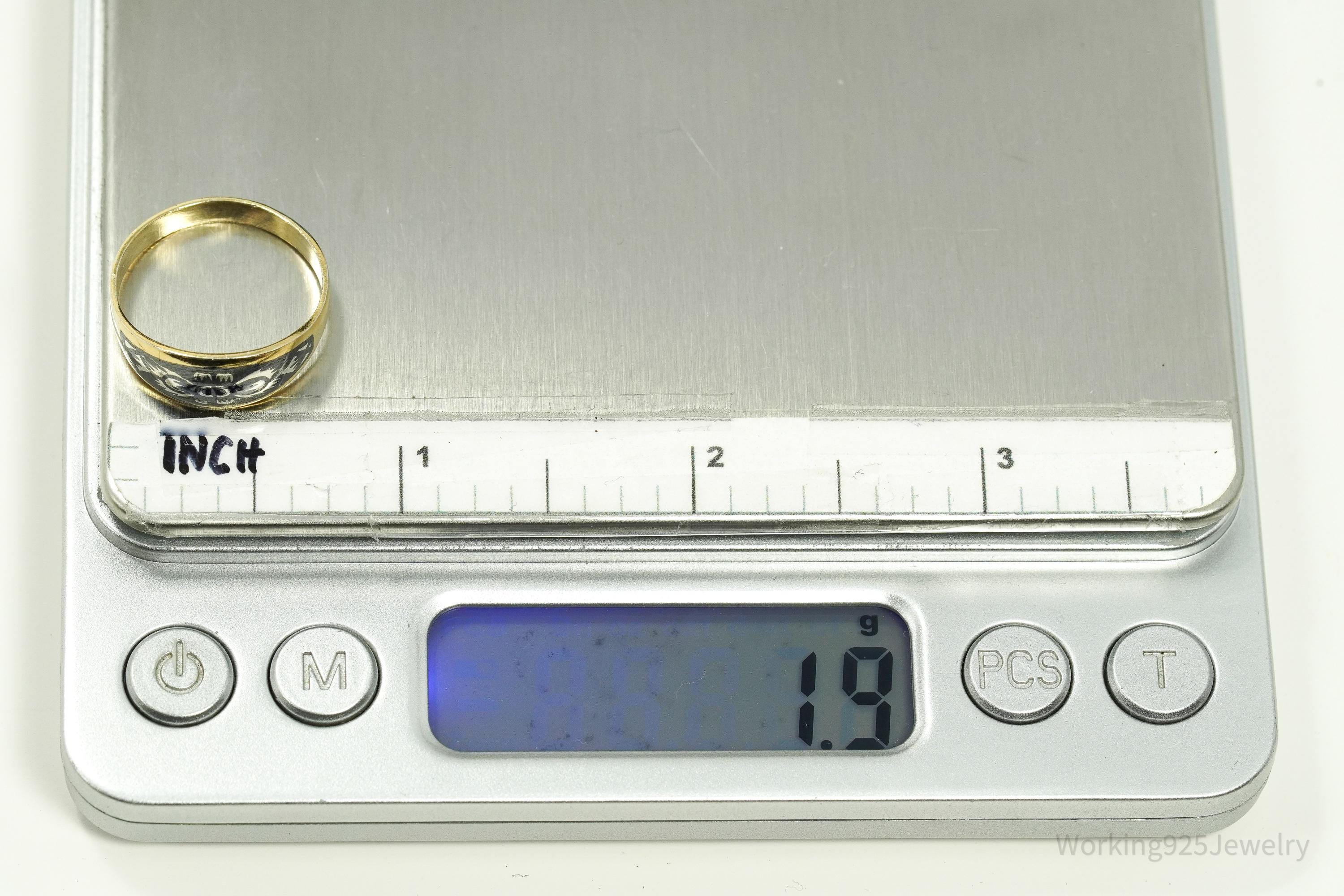 Antique Early 1900s Russian Gold Washed Sterling Silver Ring - Size 7.5