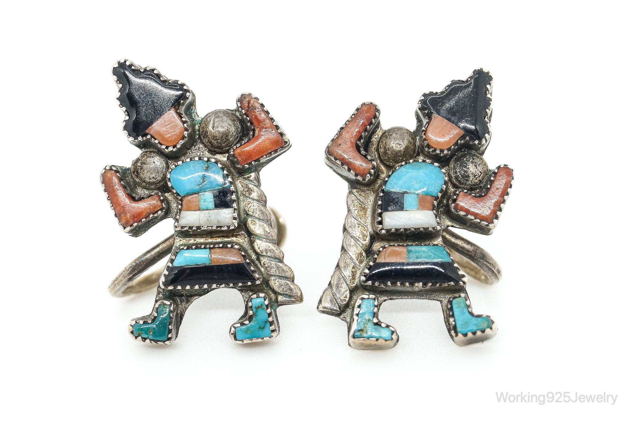 Vintage Native American Kachina Sterling Silver Earrings