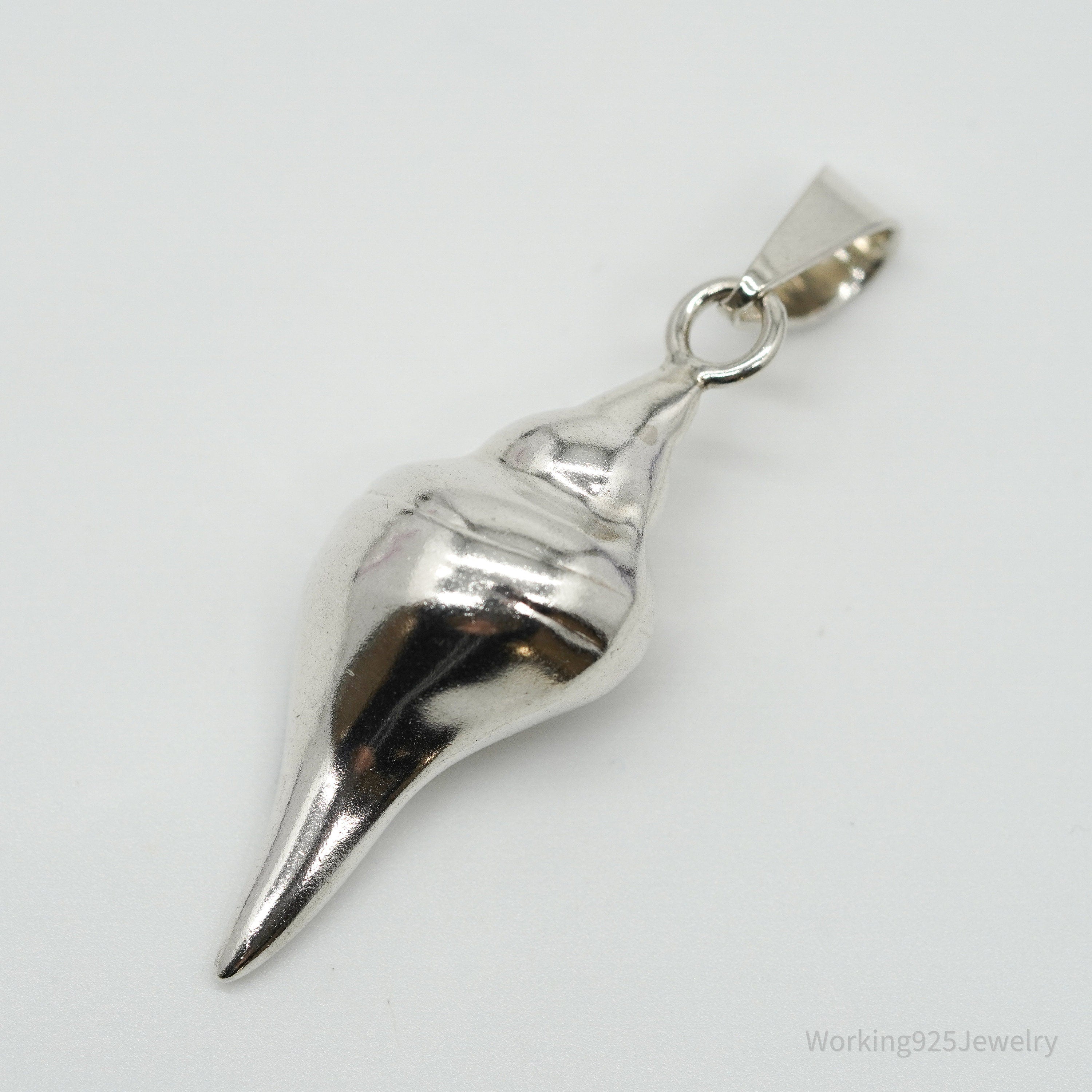 Vintage Mexico Large Sterling Silver Sea Shell Pendant 2 3/8"