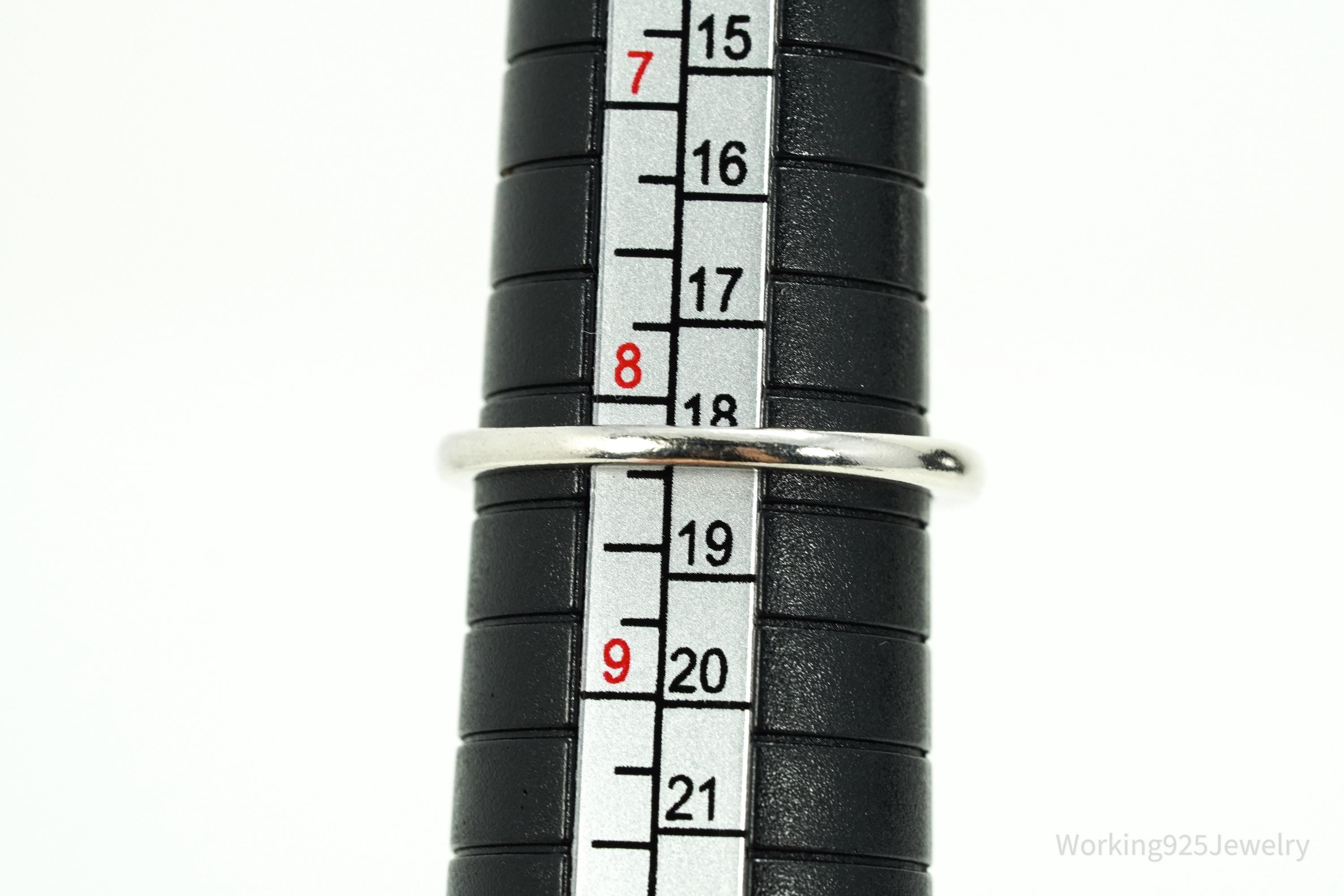 Vintage SAI Blue & White Sapphire Sterling Silver Ring - Size 8.25