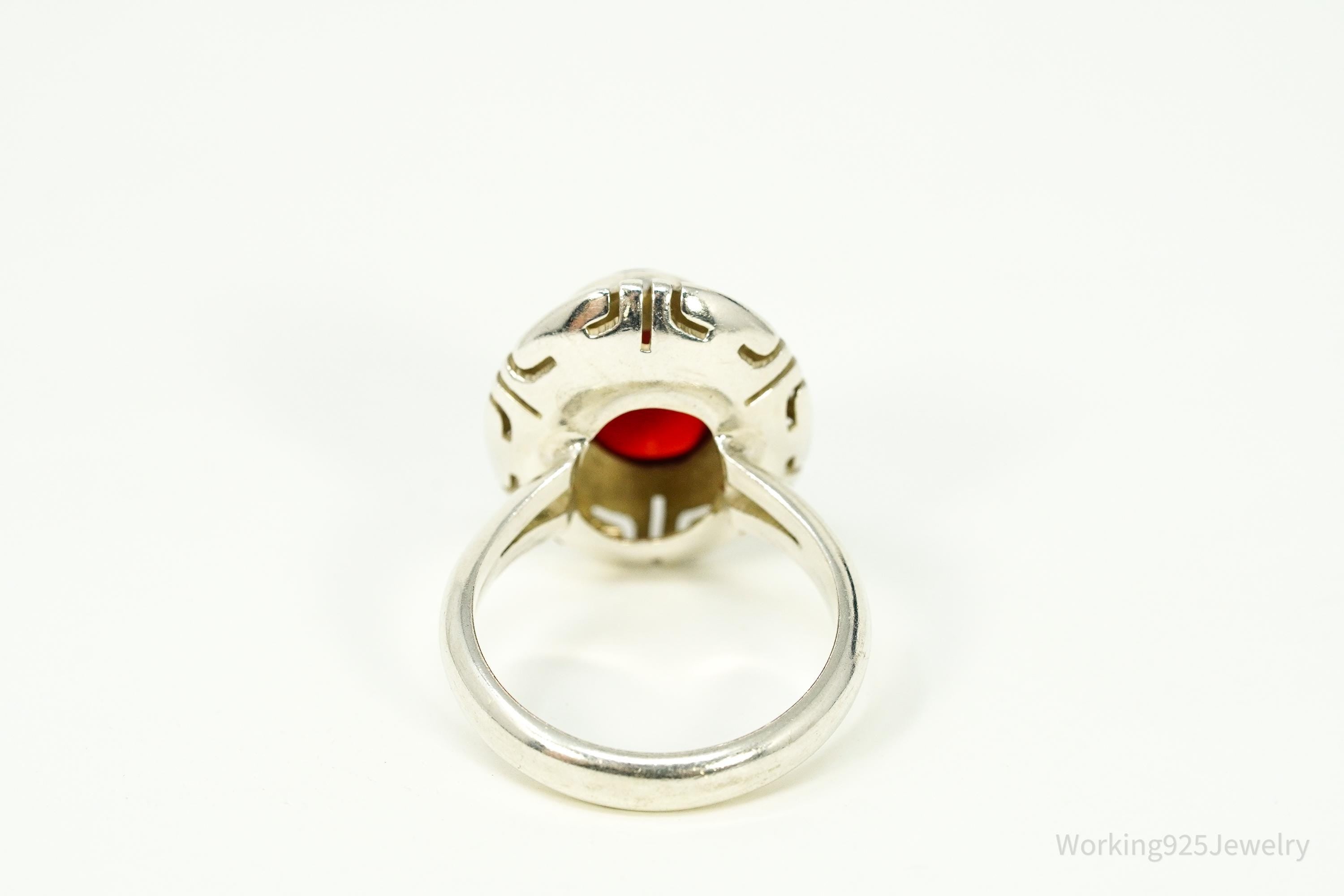 Vintage Mexico CII Carnelian Sterling Silver Ring Size 8