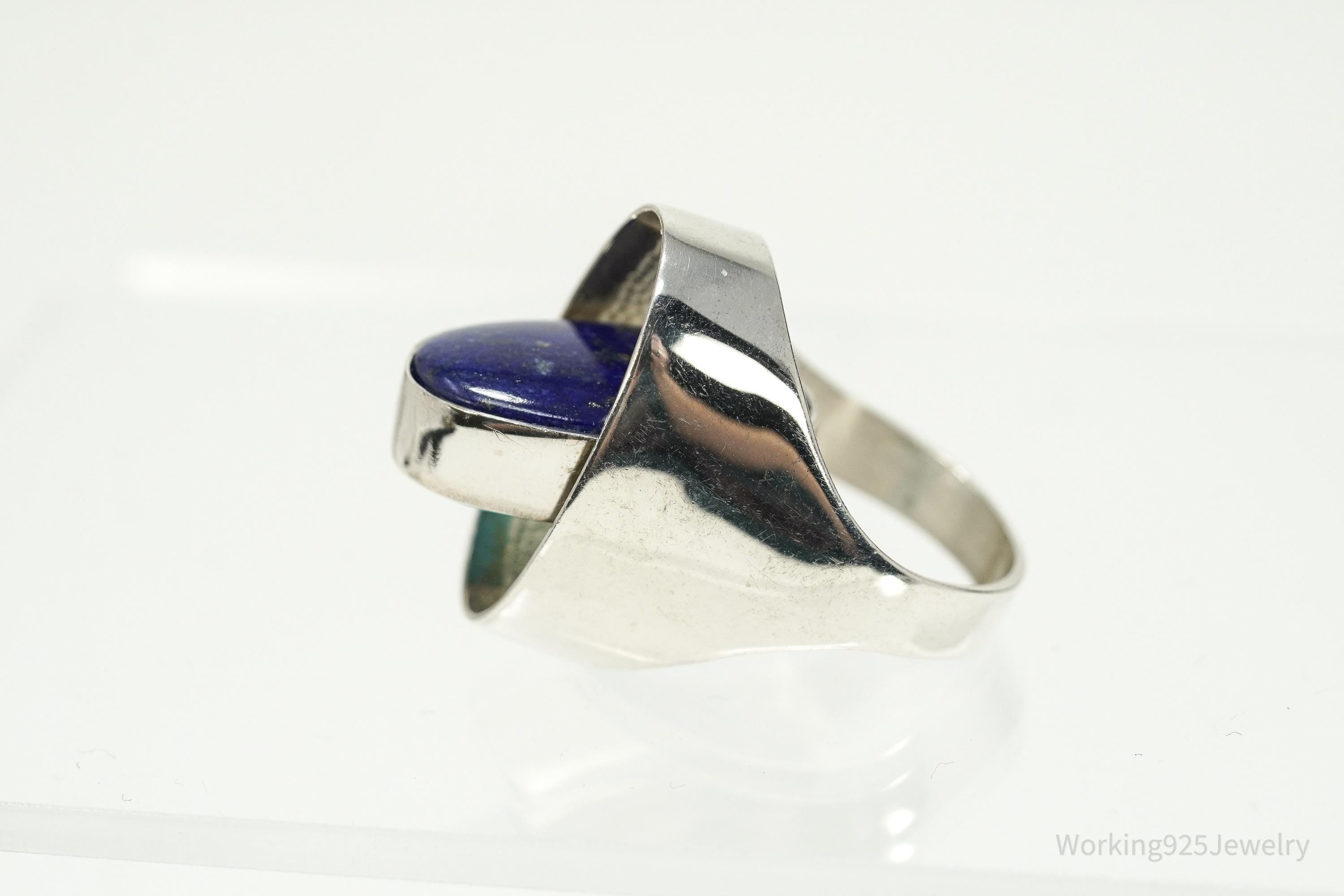 Vintage Desert Rose Co Sterling Silver Ring Lapis Lazuli Turquoise Reversible