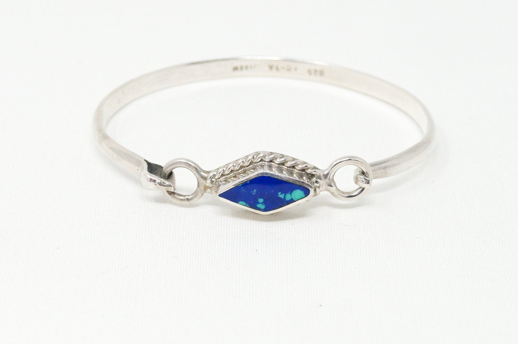 Vintage Taxco Mexico Azurite Sterling Silver Southwestern Bracelet