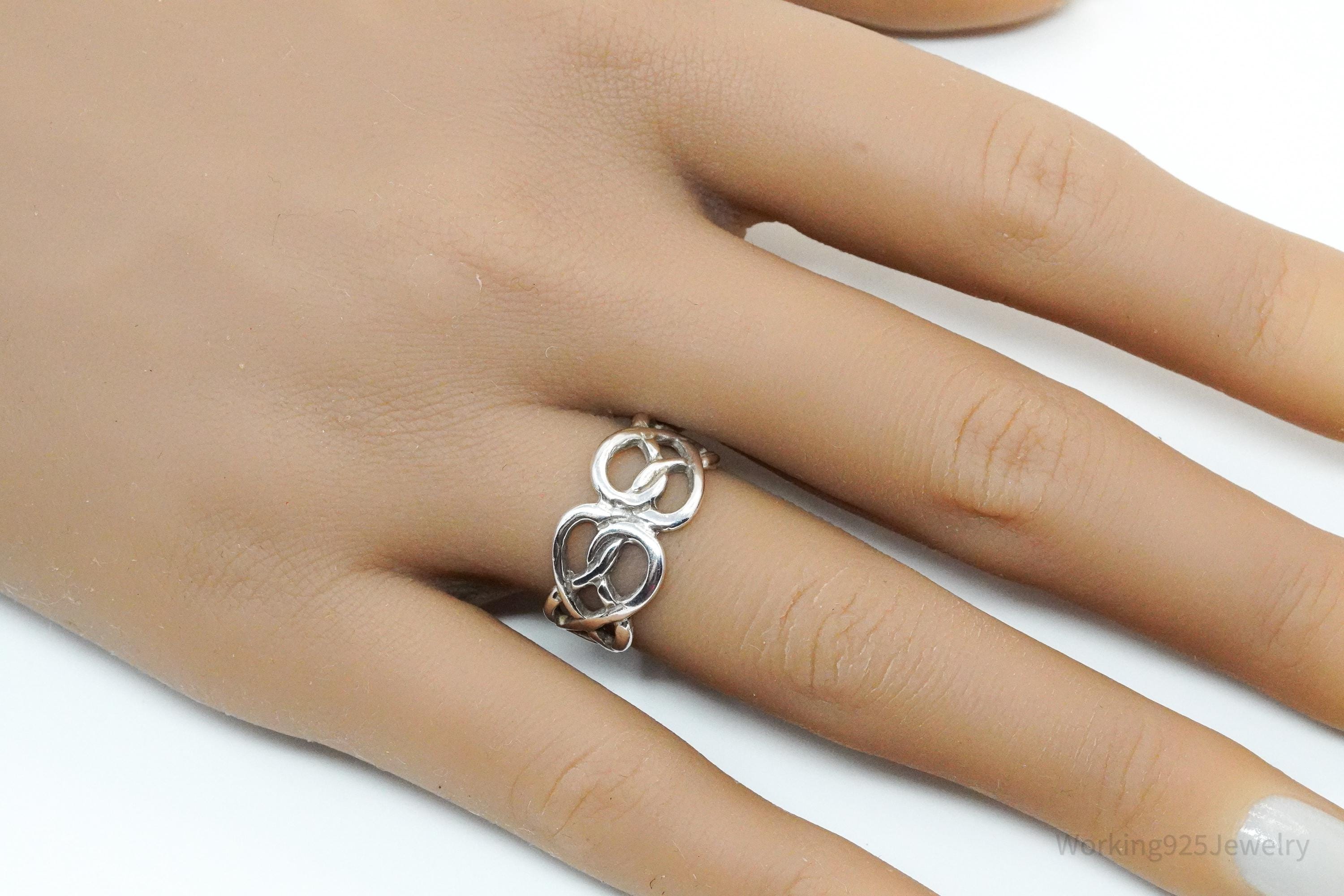 Vintage Celtic Knots Sterling Silver Ring - Size 7