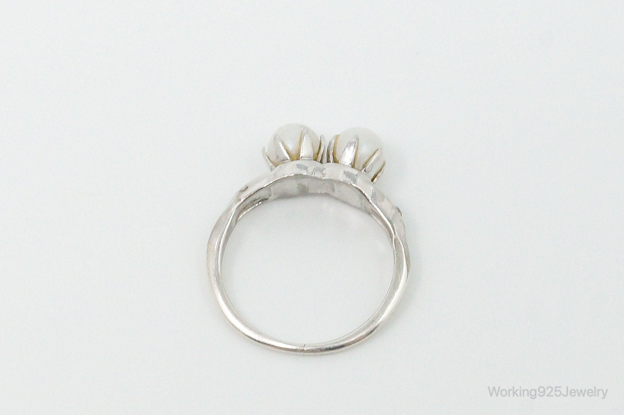 Antique Pearl Rhinestone Sterling Silver Ring - Size 6