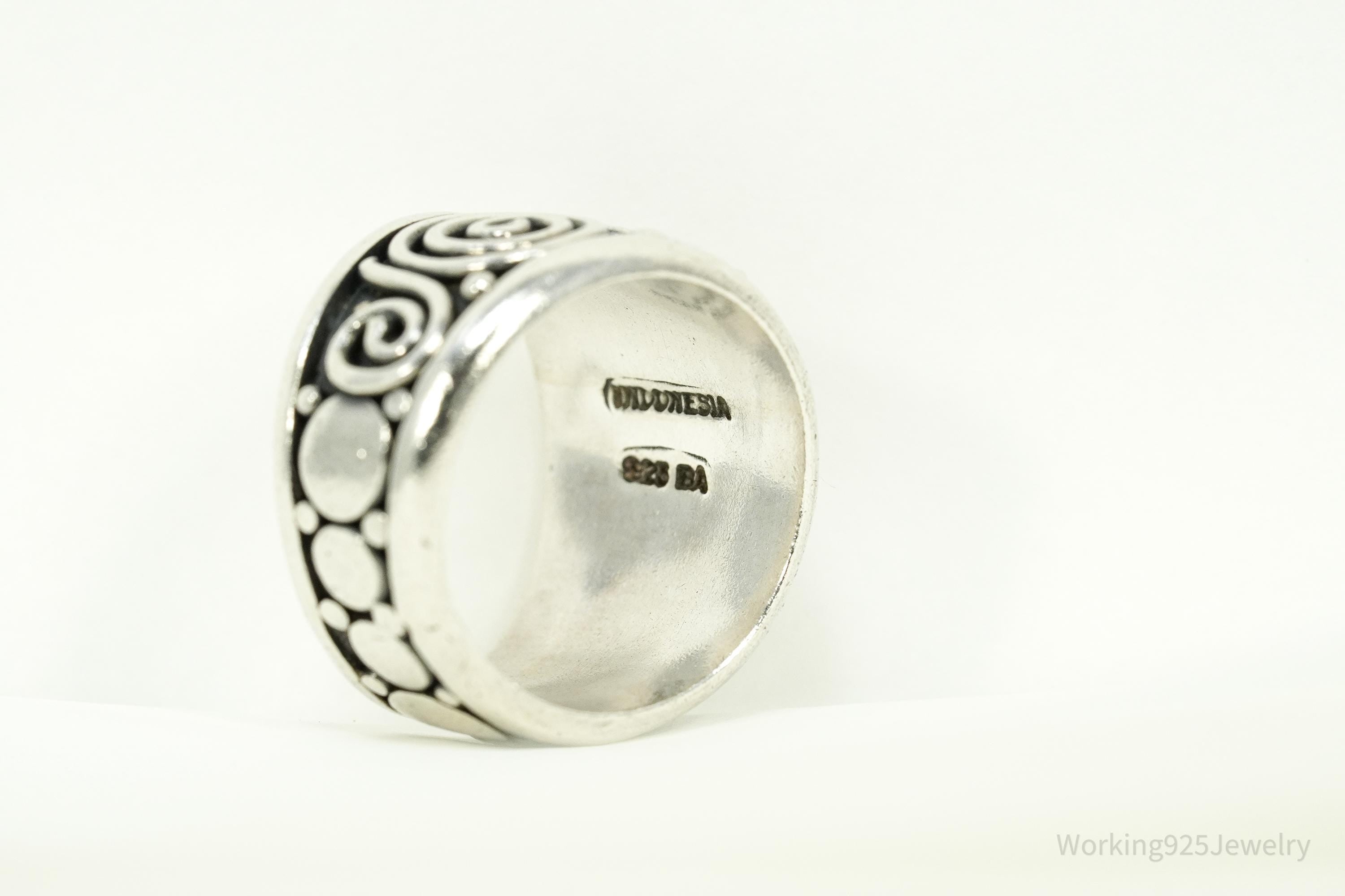 Vintage BA Suarti Bali Swirls Sterling Silver Ring Size 7.25