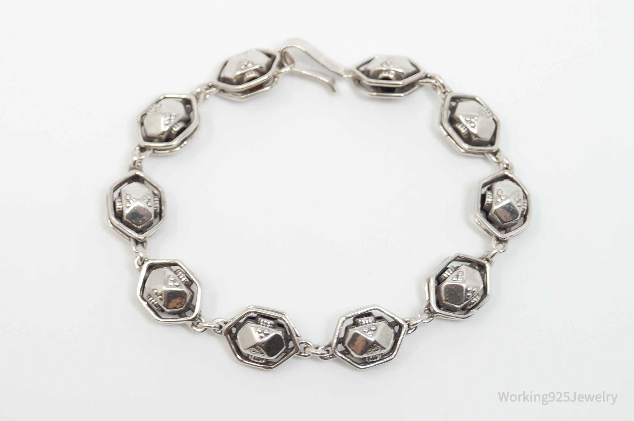 Vintage Modernist Style Unique Sterling Silver Bracelet